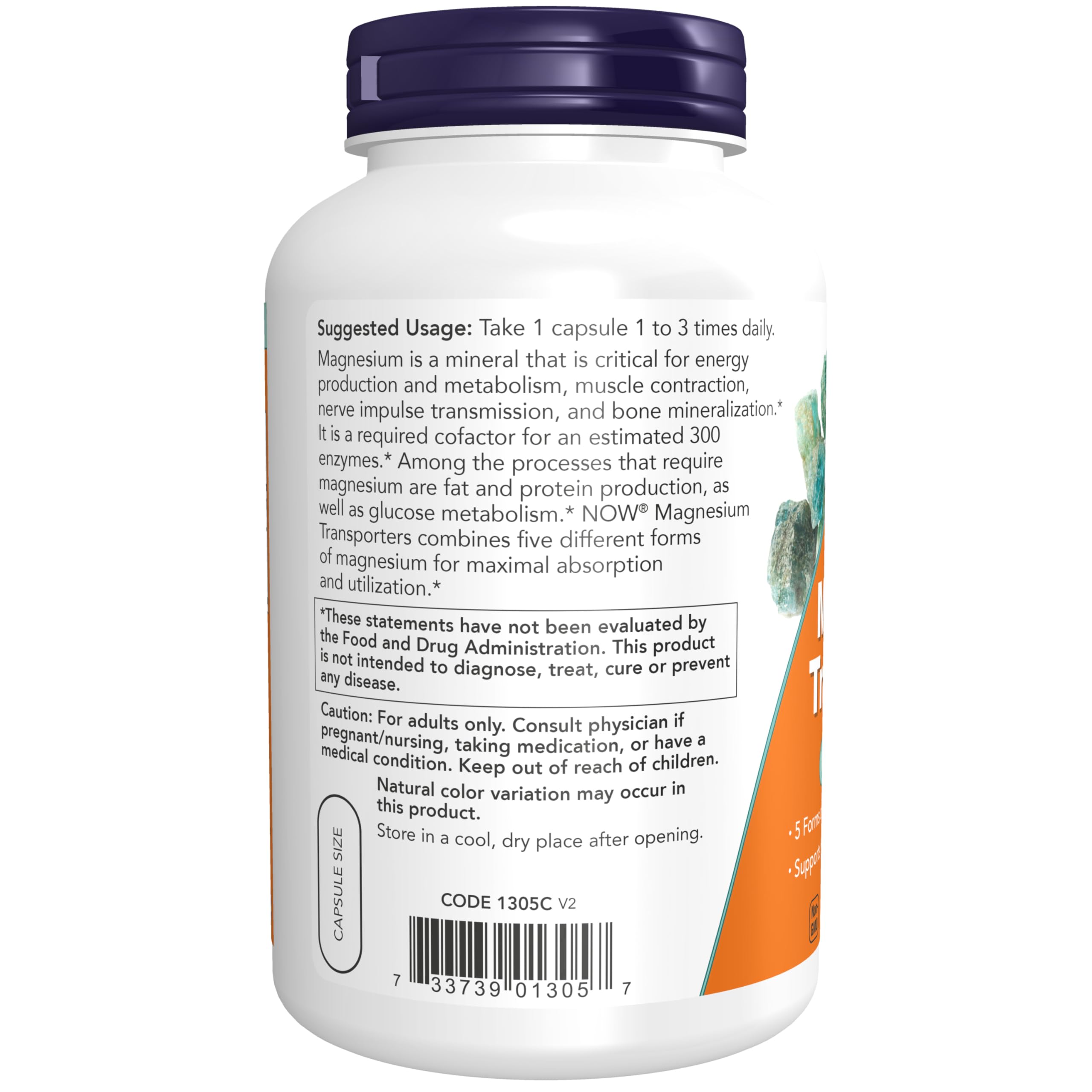 NOW Foods Magnesium Transporters 120mg capsule close-up