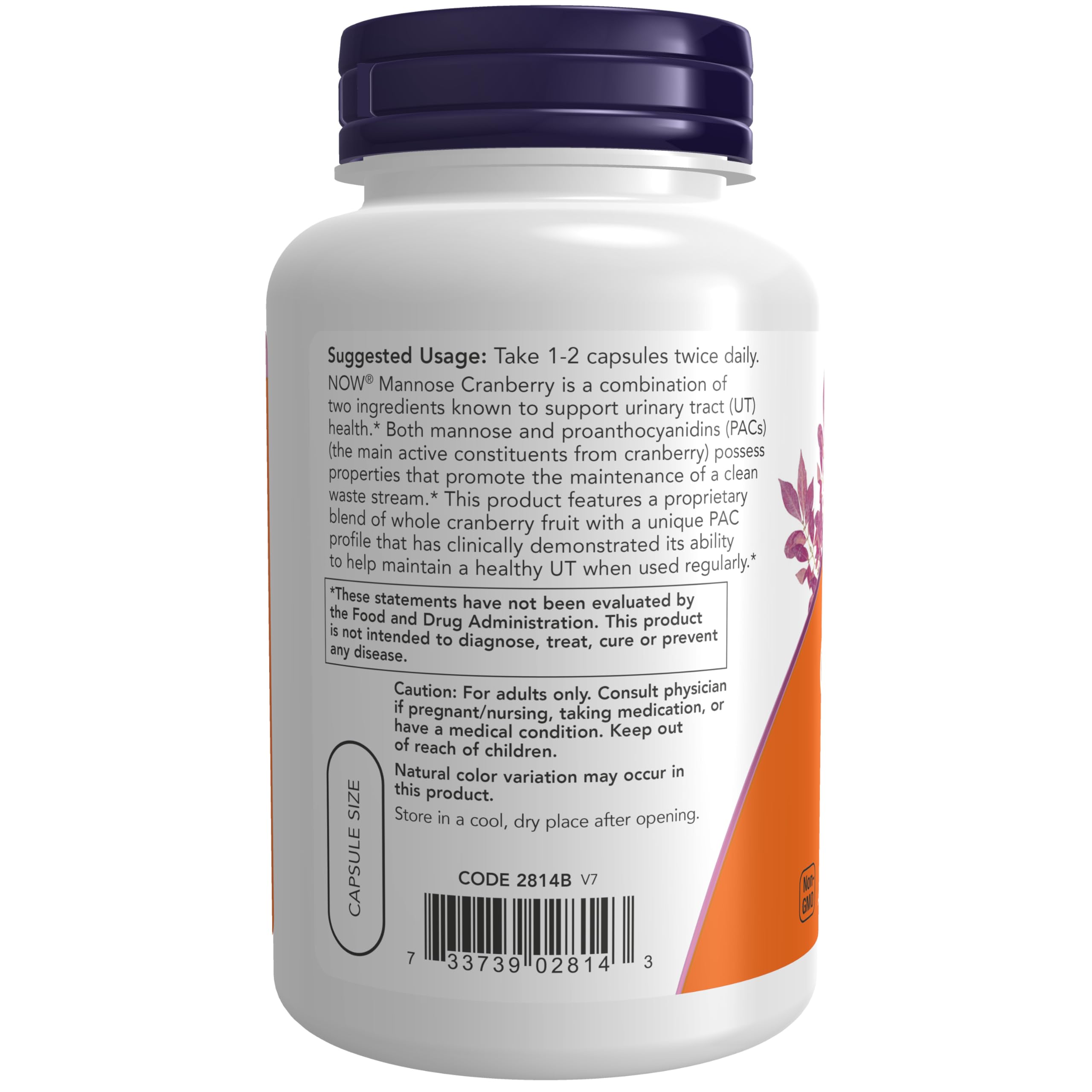 NOW Foods Mannose Cranberry capsules close-up