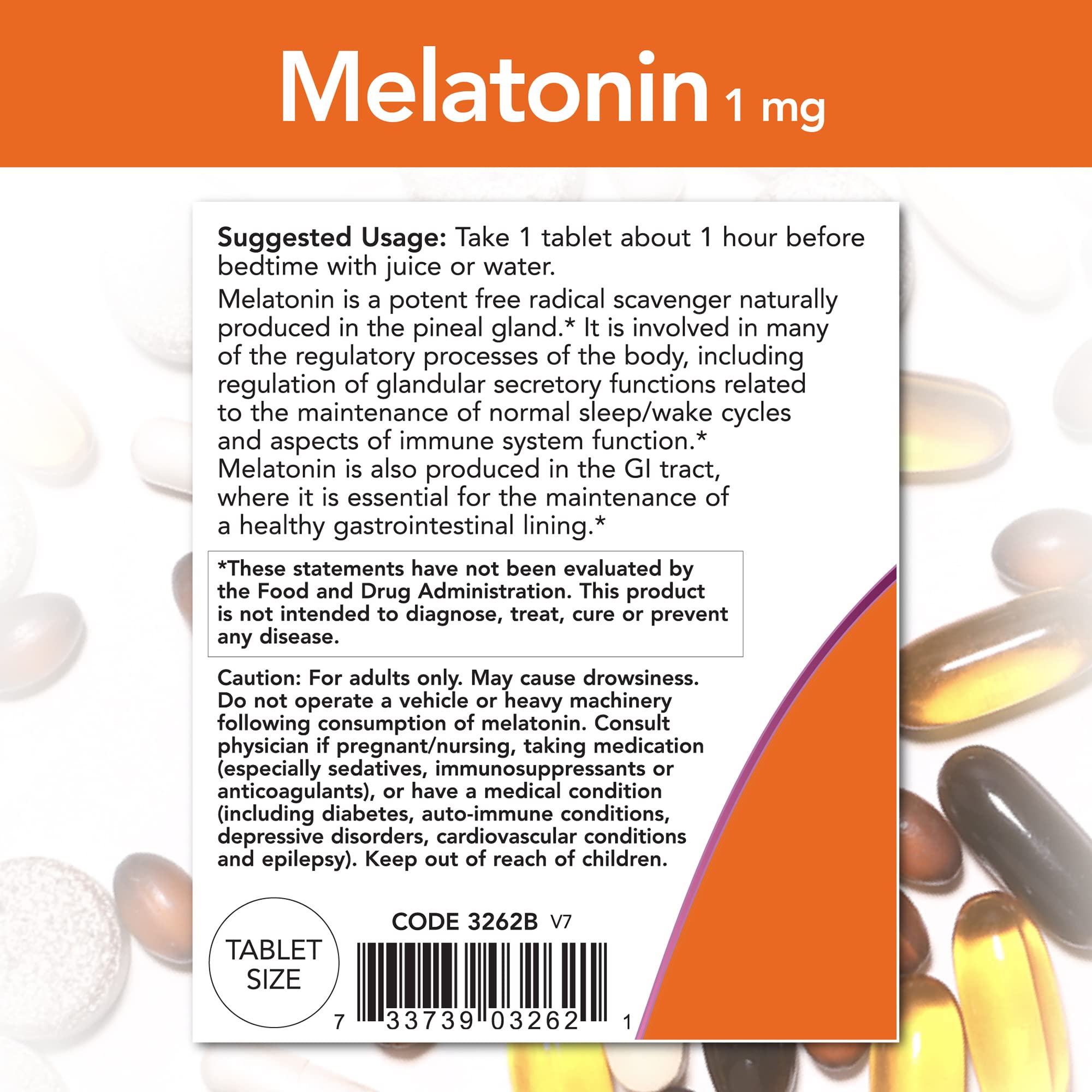 NOW Foods Melatonin 1 mg tablets in a bottle