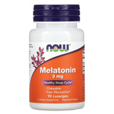 NOW Foods Melatonin 3 mg Chewable Lozenges front view with packaging