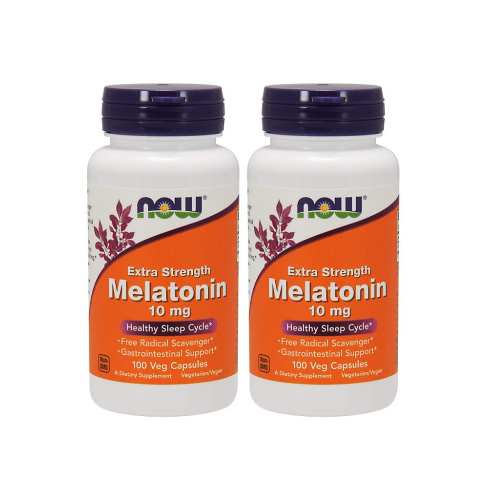 Now Foods Melatonin Extra Strength 10 mg 100 Veg Capsules Pack of 2 front view