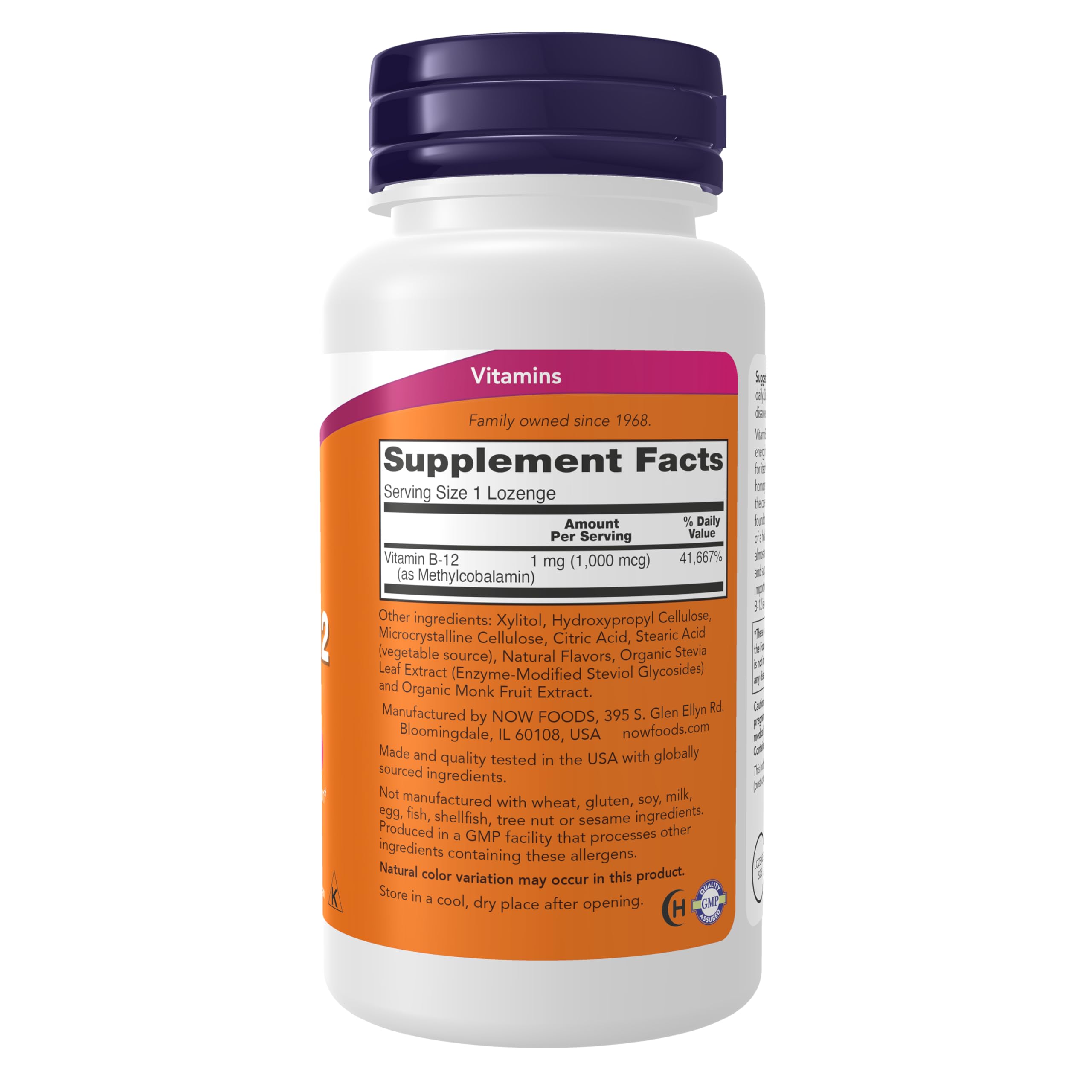 NOW Foods Methyl B-12 1,000 mcg Vegan Lozenges packaging