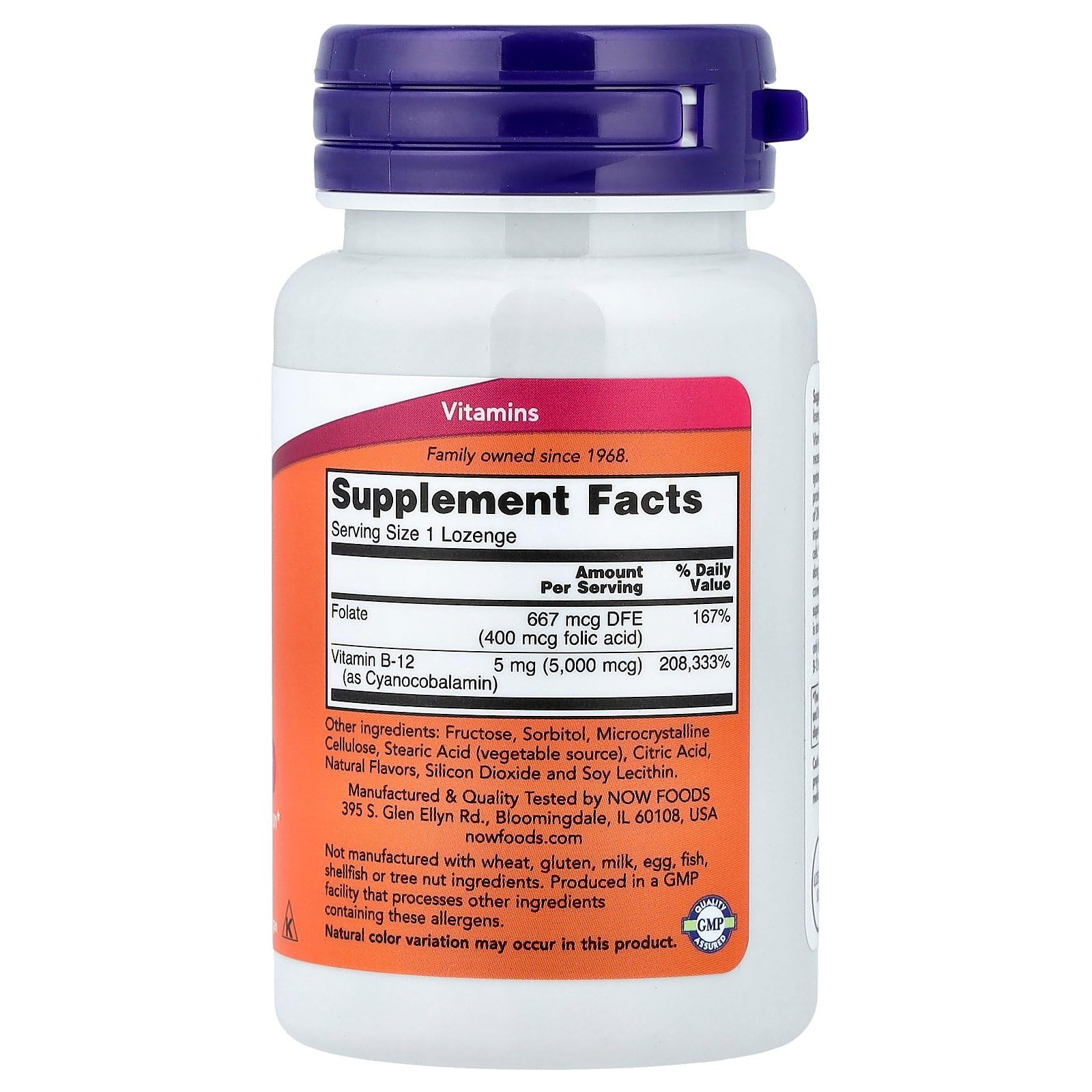 NOW Foods Methyl B-12 5,000 mcg lozenges packaging