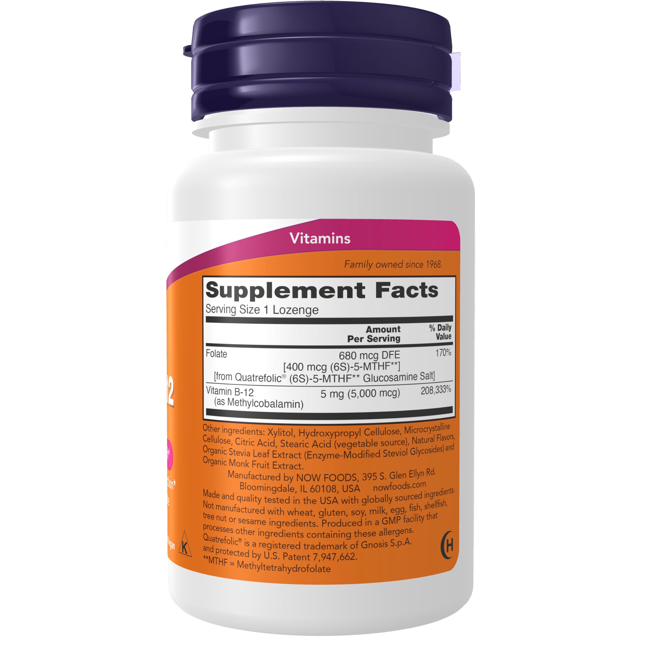NOW Foods Methyl B-12 Lozenge 5000mcg back view