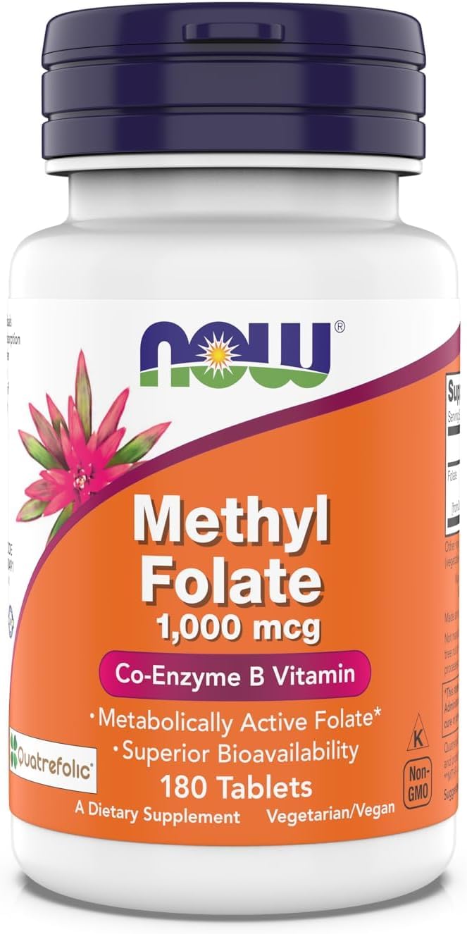 NOW Foods Methylfolate 1,000 mg Tablets front view