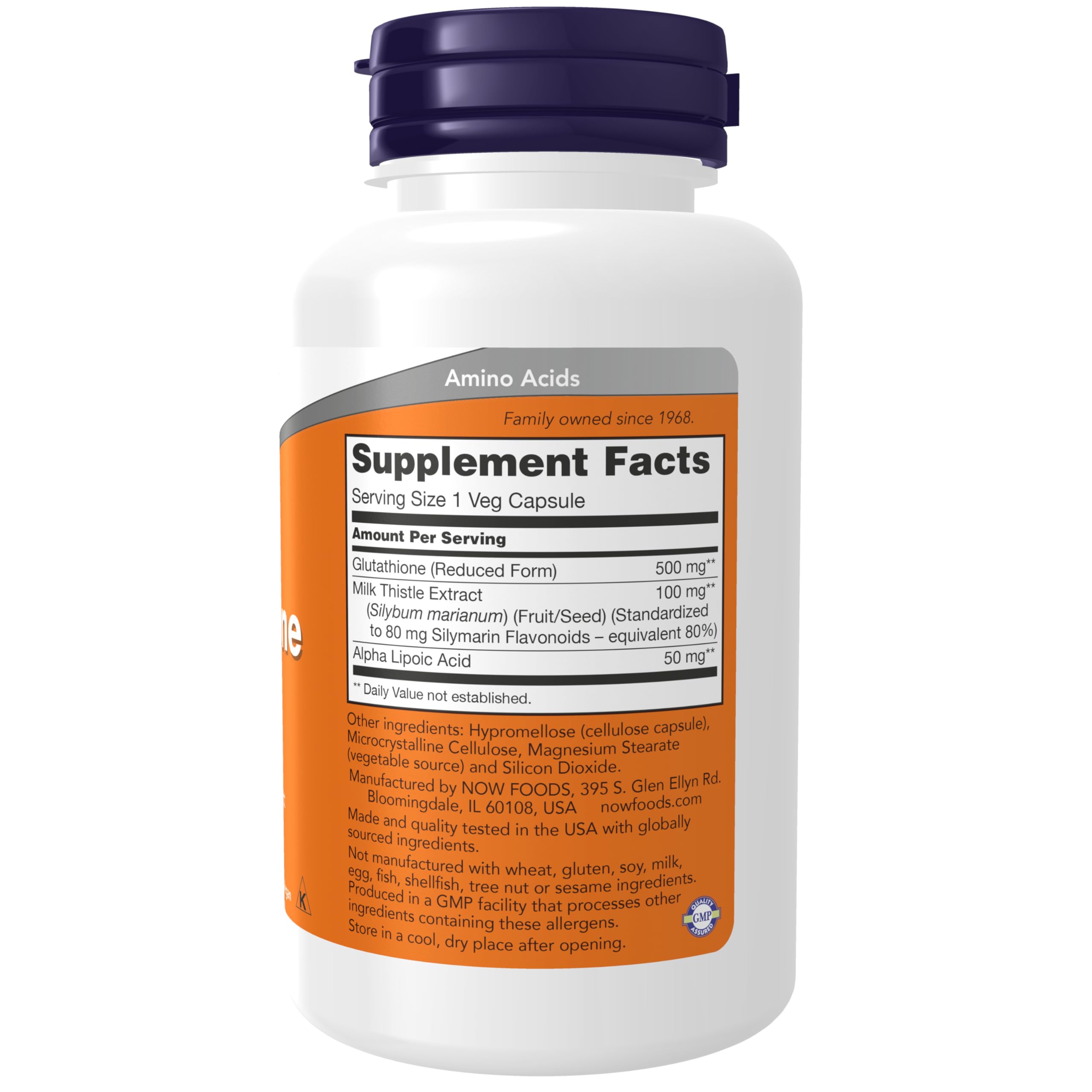 NOW Foods Milk Thistle Extract 60 Veg Capsules side view