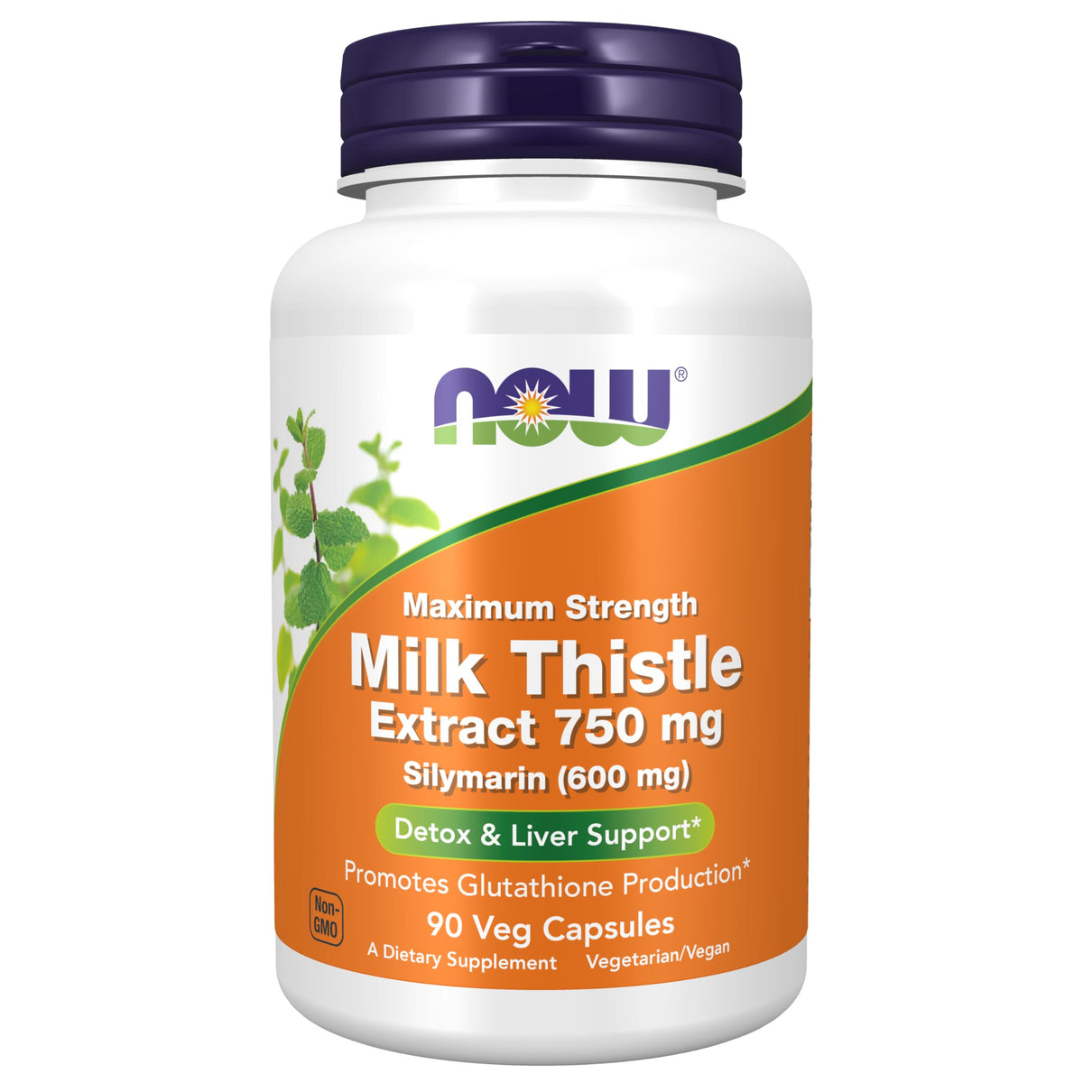 NOW Foods Milk Thistle Extract 750mg capsules front view