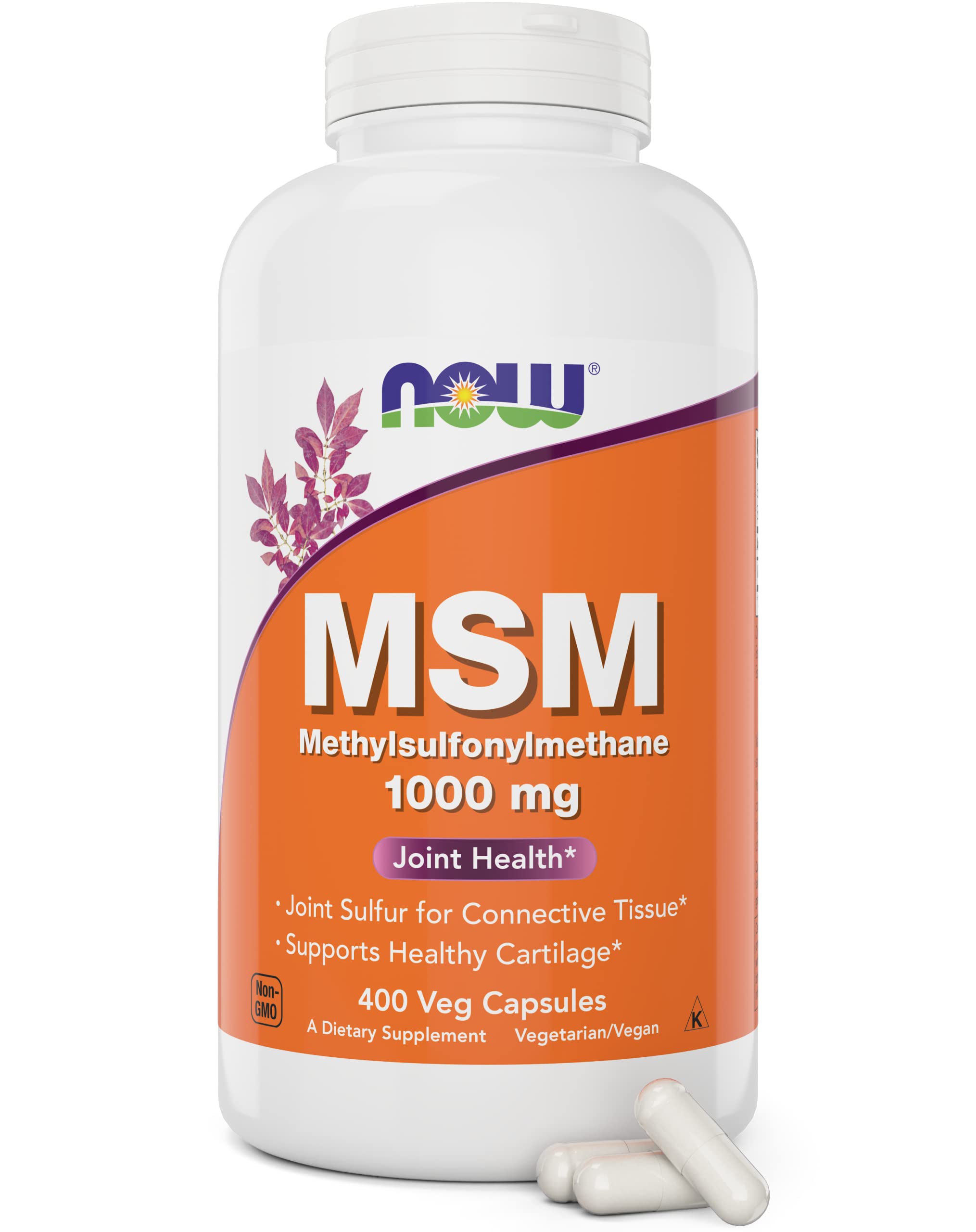 NOW Foods MSM 1000 mg 400 Veg Capsules front view