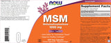 NOW Foods MSM 1000 mg bottle with label
