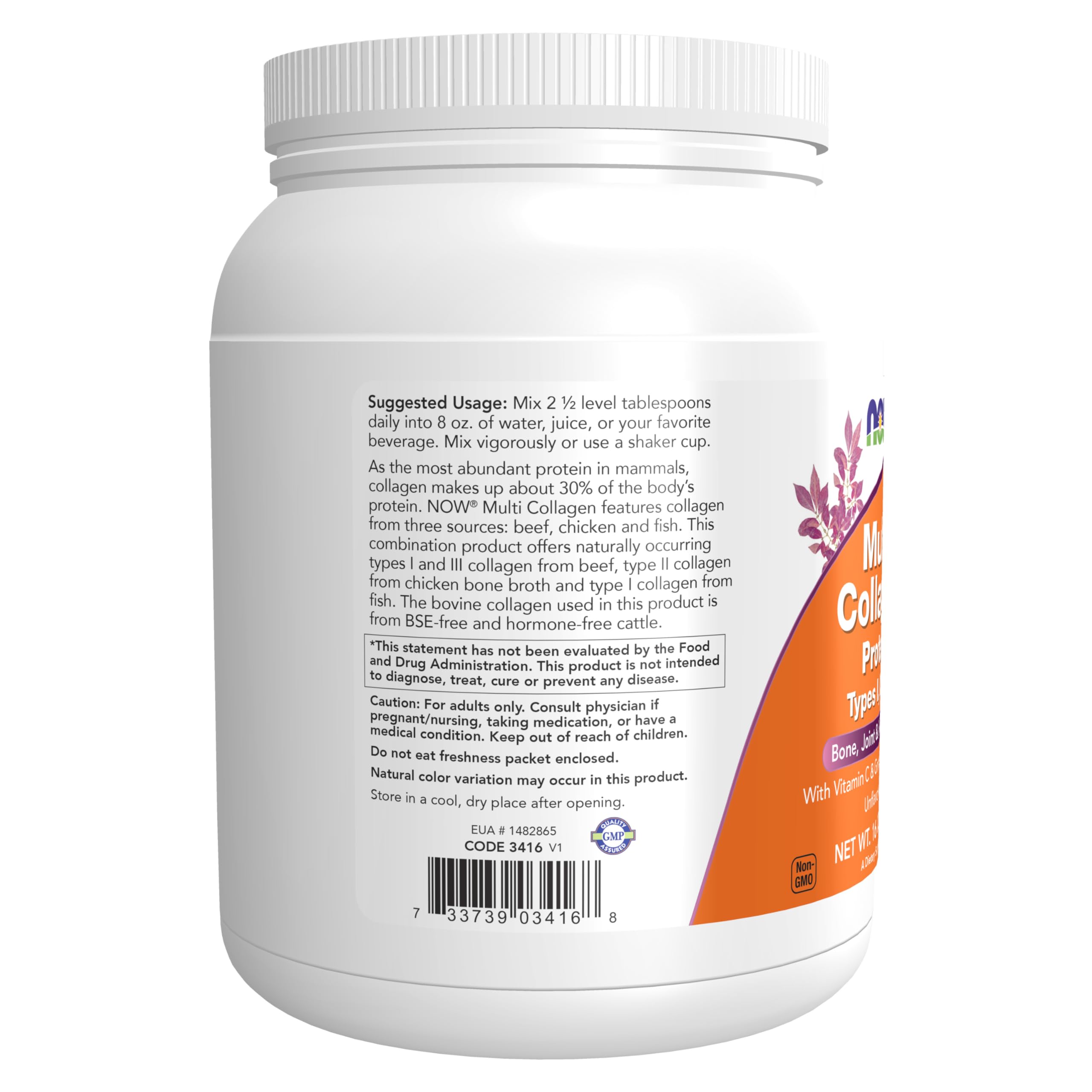 NOW Foods Multi Collagen Protein Powder 544g scoop and powder