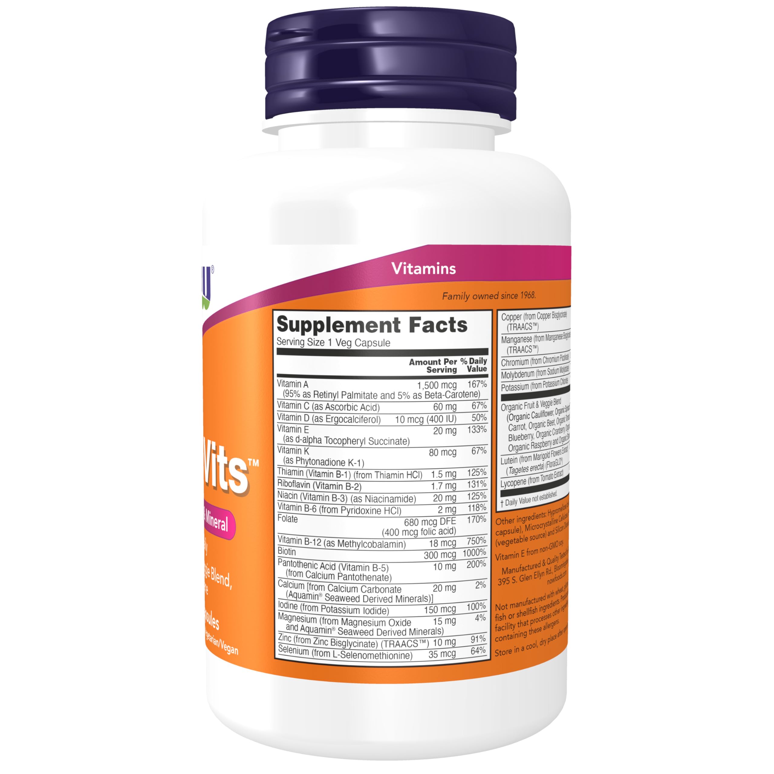 NOW Foods Multivitamin & Mineral Supplement capsule side view
