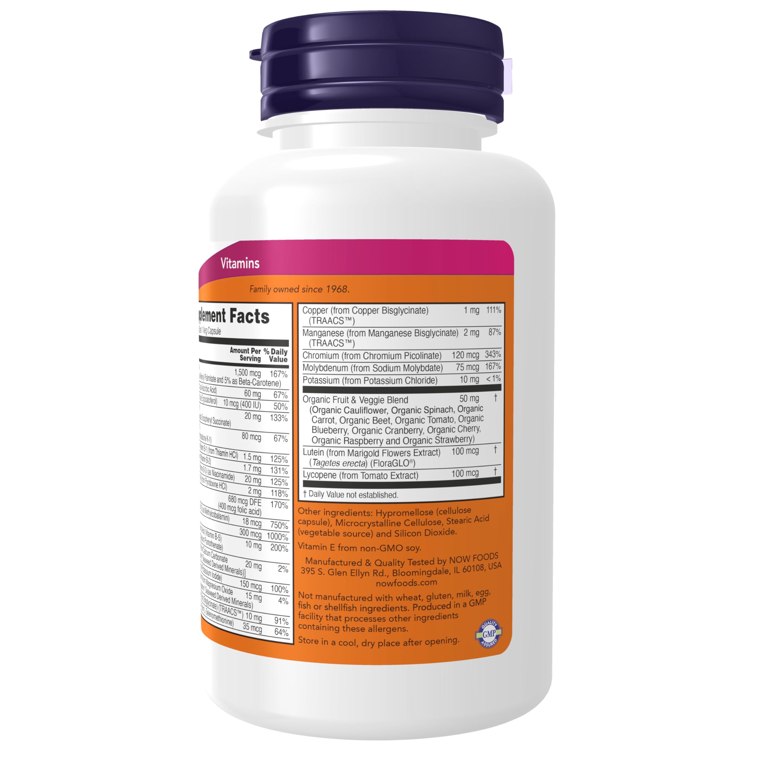 NOW Foods Multivitamin & Mineral Supplement organic fruit and veggie blend