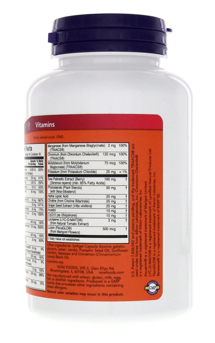 NOW Foods Multivitamins 90 Softgels back view