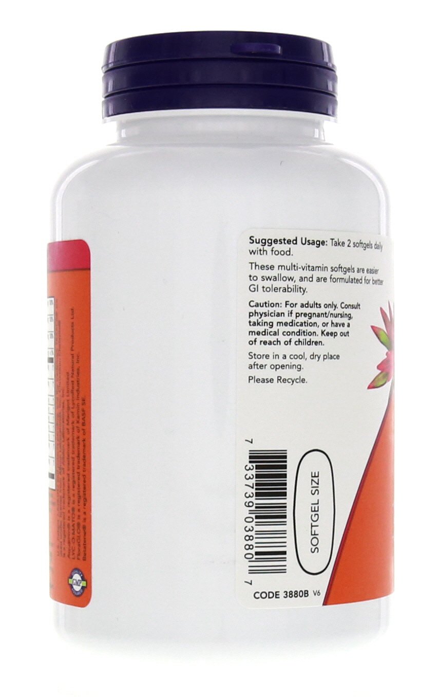 NOW Foods Multivitamins 90 Softgels served with water