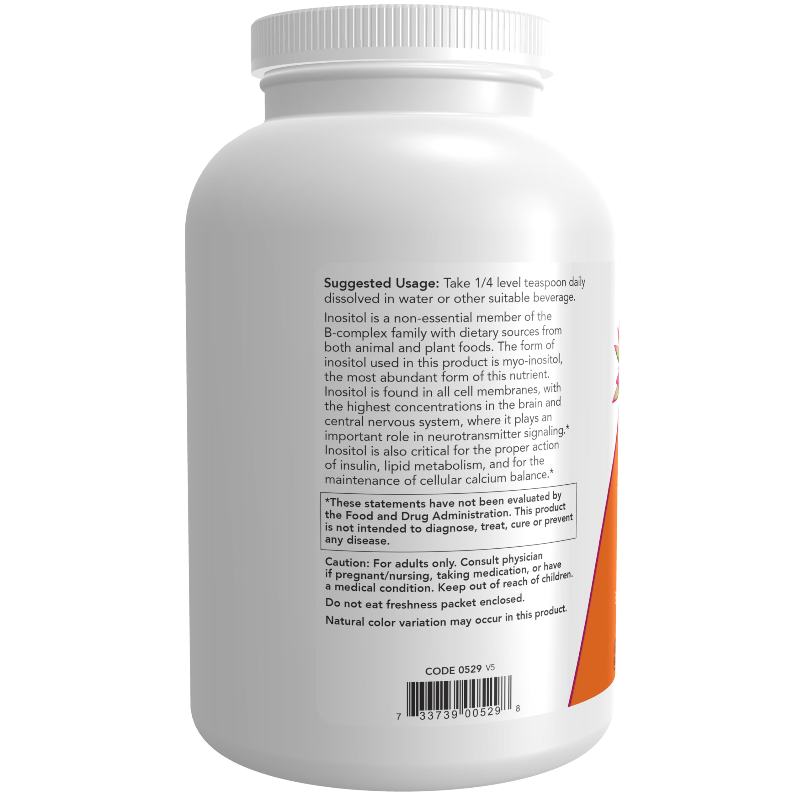 NOW Foods Myo-Inositol Powder 522g nutritional information