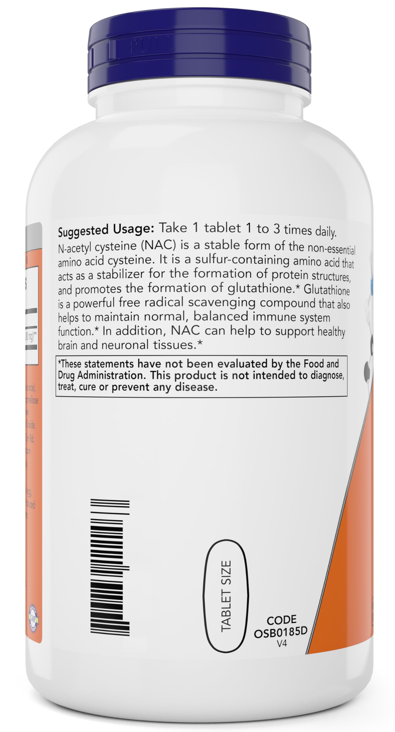 NOW Foods N-Acetyl Cysteine 1,000 mg tablets bottle with label