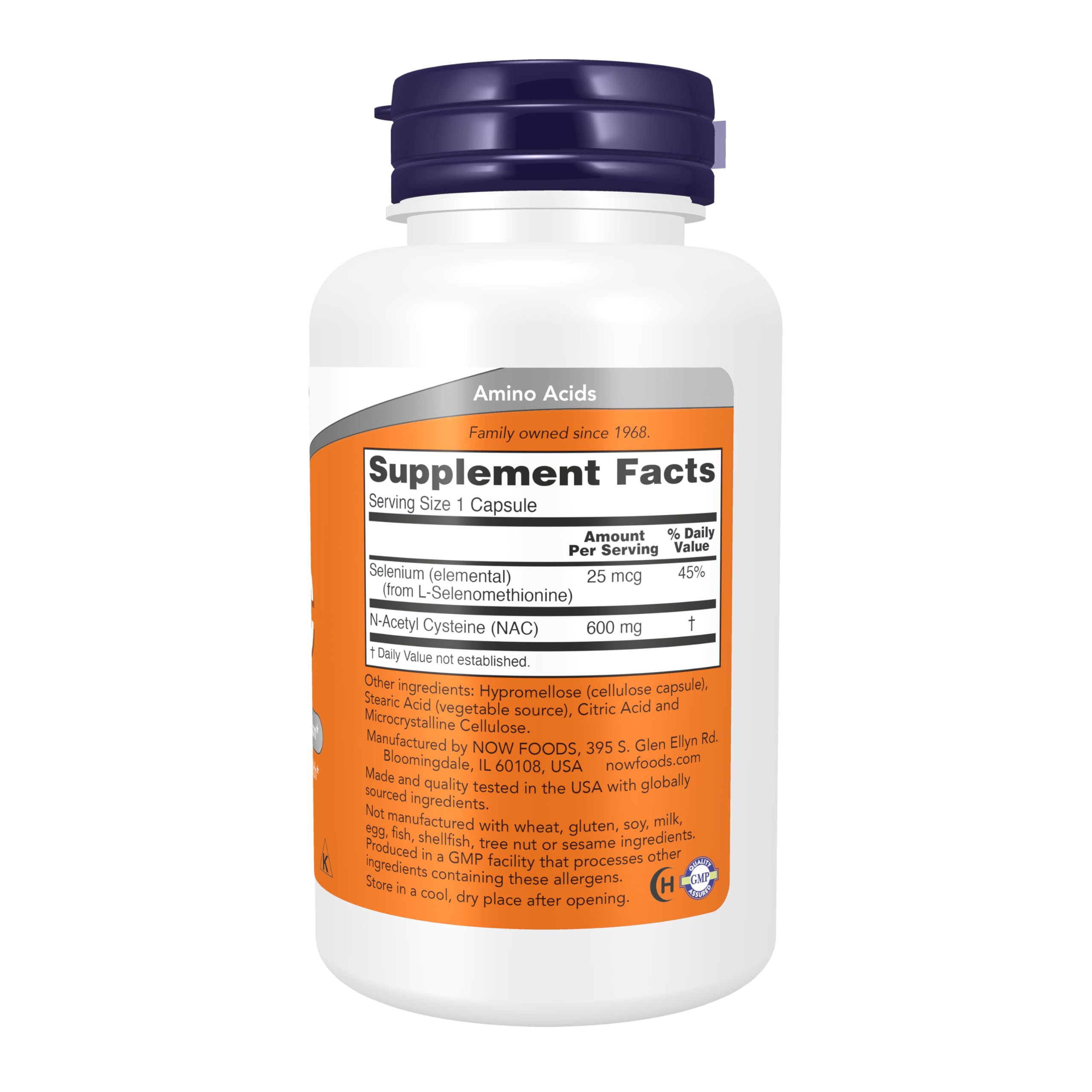 NOW Foods N-Acetyl Cysteine 113g supplement side view