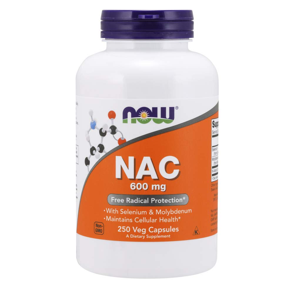 NOW Foods N-Acetyl Cysteine 600mg 100 Veg Capsules side view