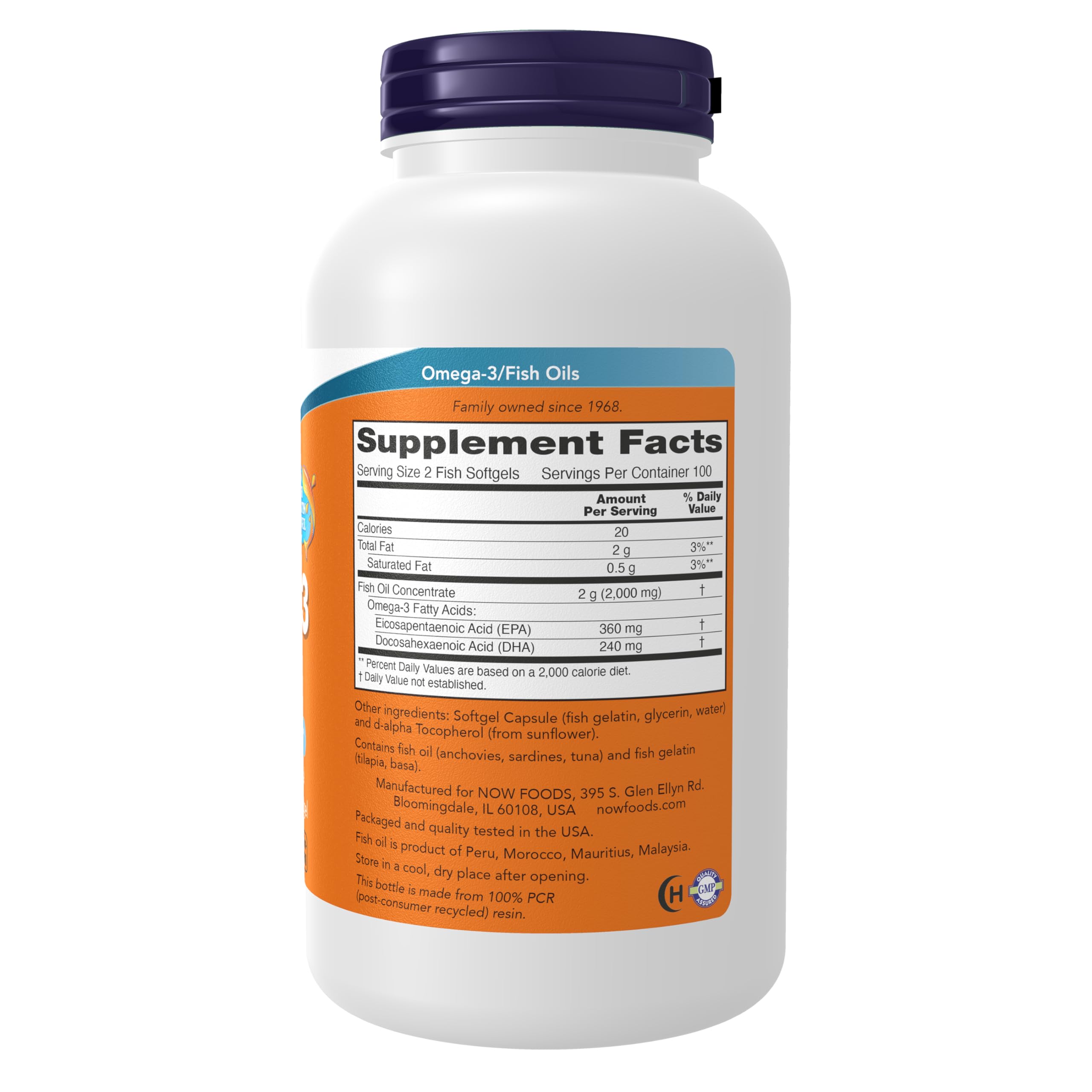 NOW Foods Omega-3 Fish Oil 1000mg softgels packaging
