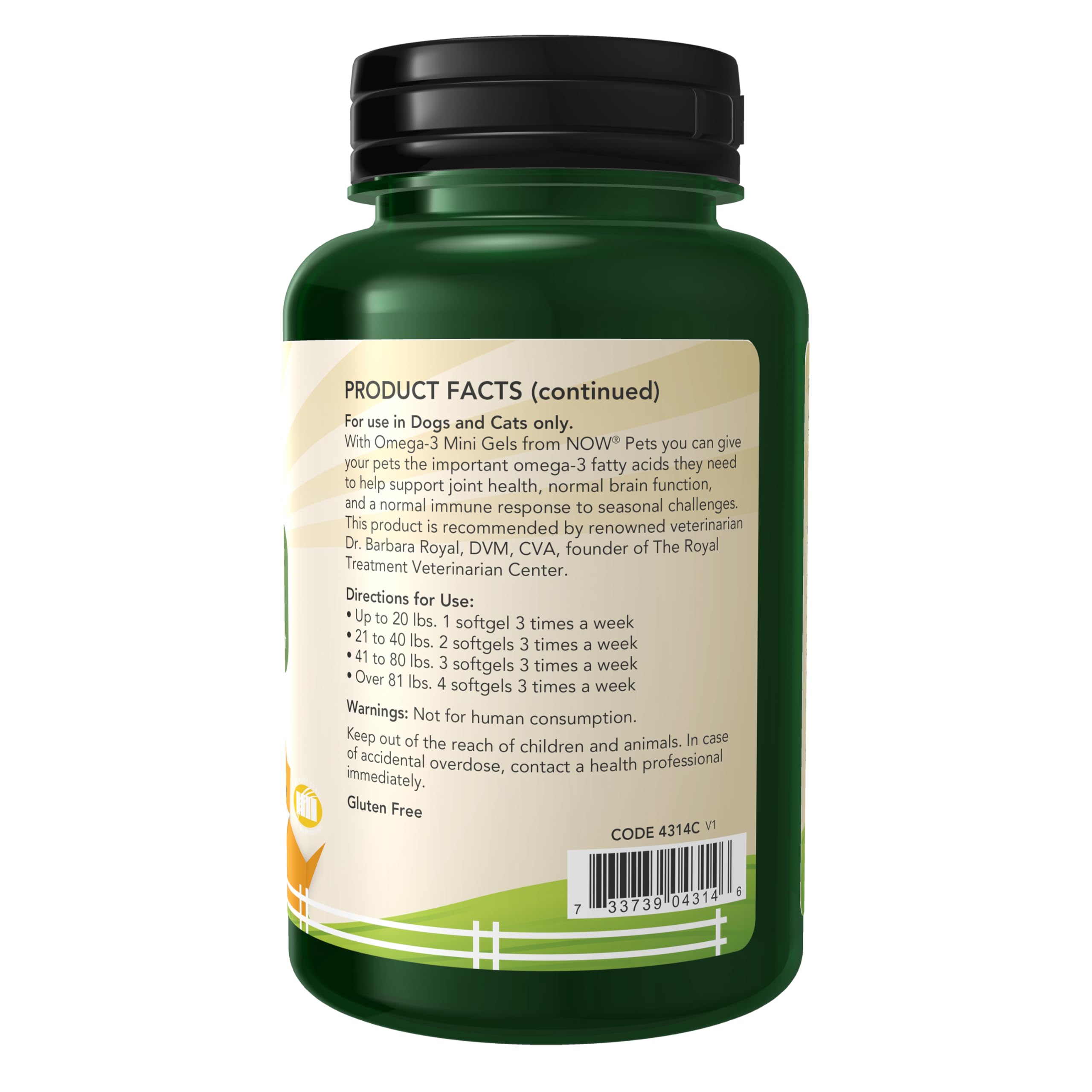 NOW Foods Omega-3 Mini Softgels 145g back view