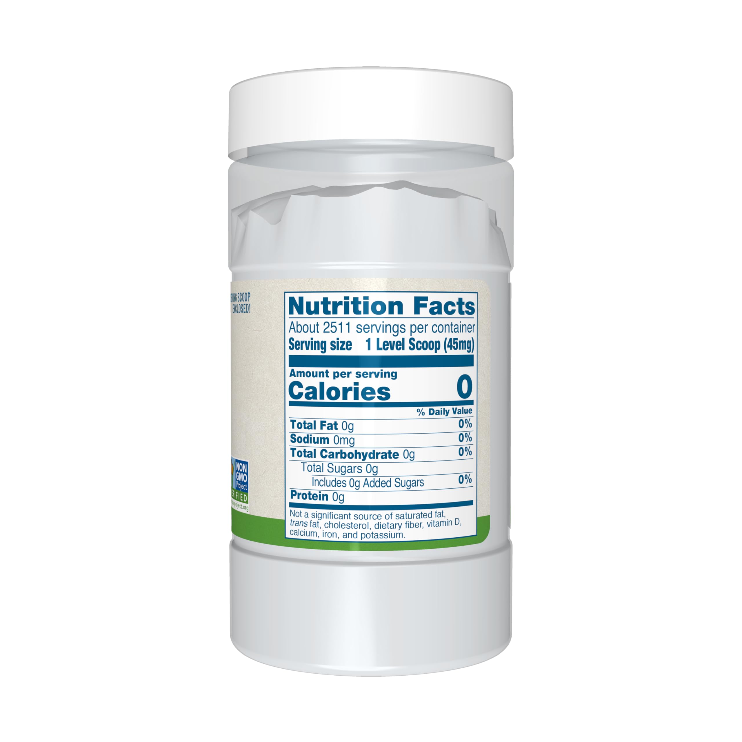 NOW Foods Organic Stevia 159g back view with ingredients