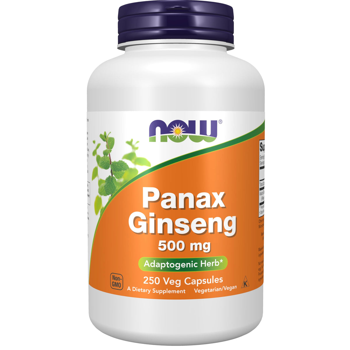 NOW Foods Panax Ginseng 500mg supplement bottle front view