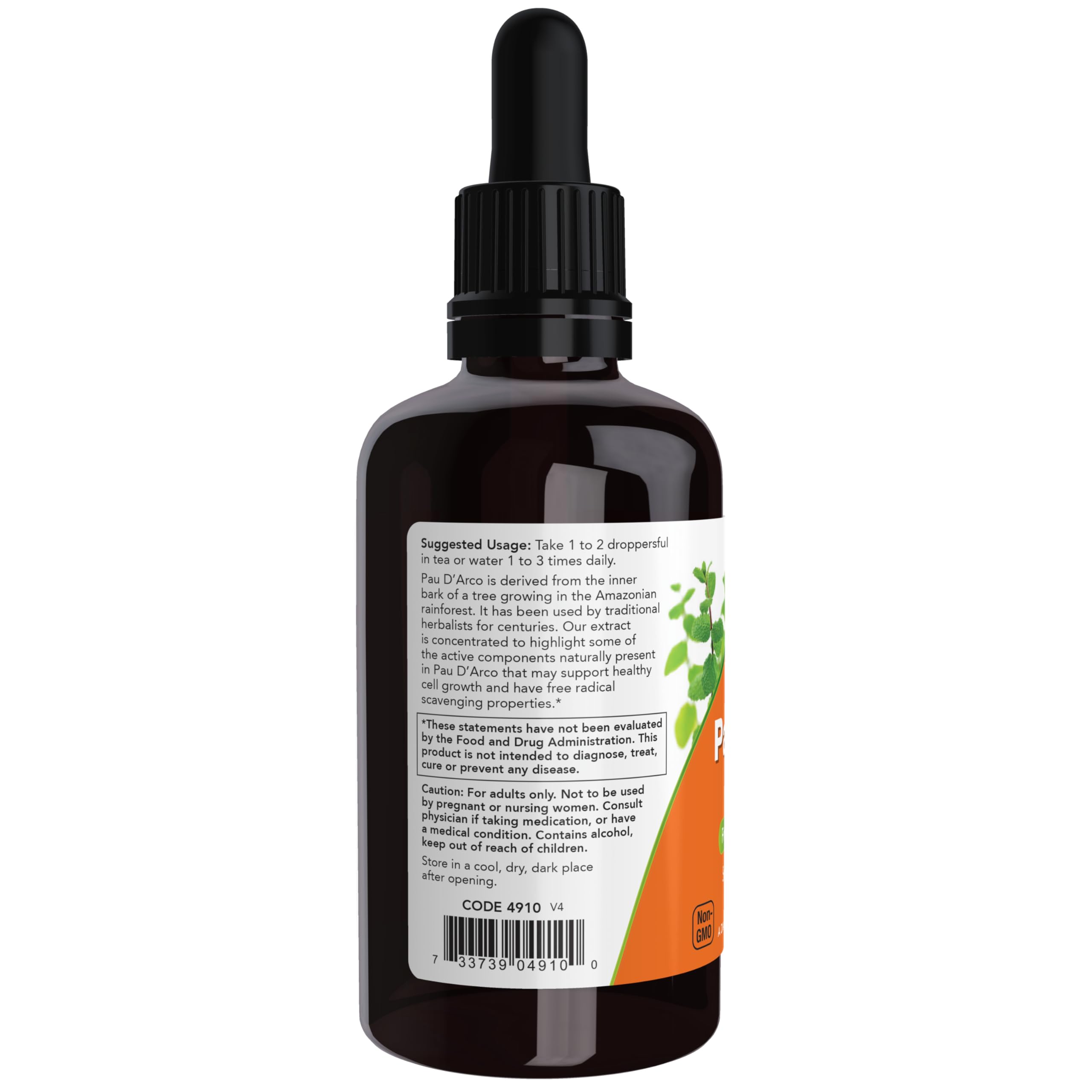 NOW Foods Pau D'Arco Extract 127g side view