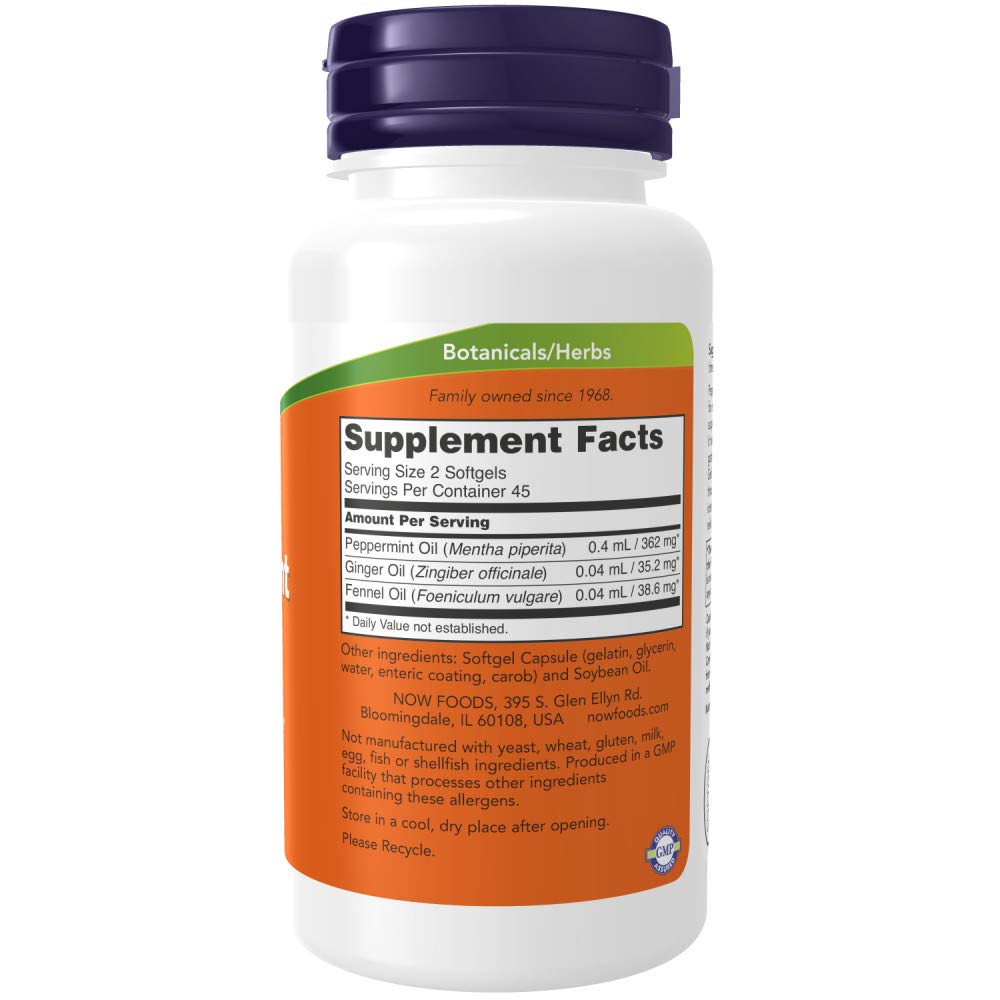 NOW Foods Peppermint Gels 150g back view
