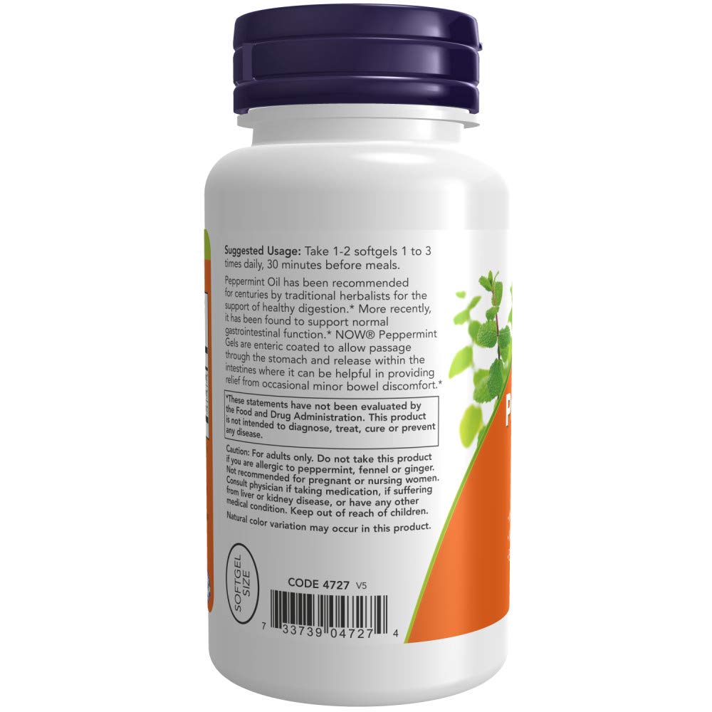 NOW Foods Peppermint Gels 150g side view