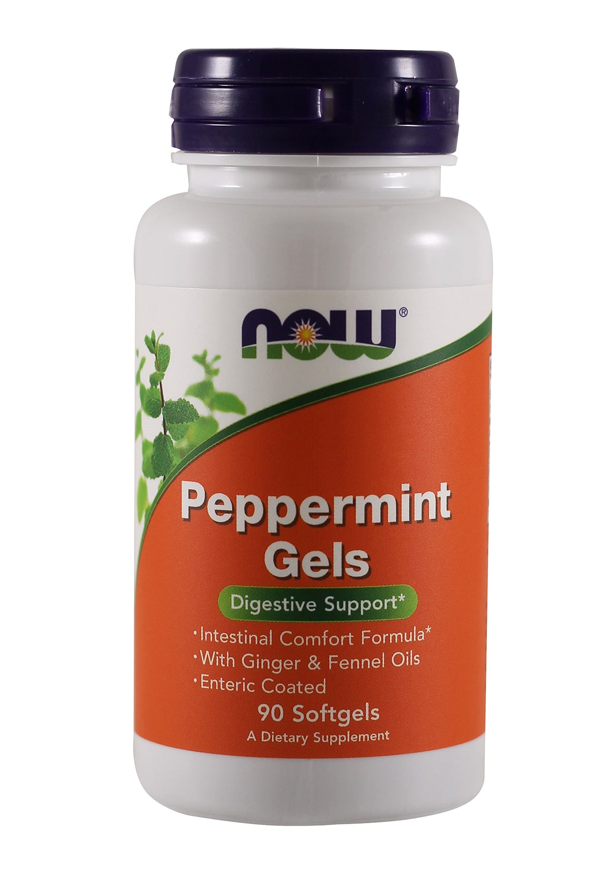 NOW Foods Peppermint Oil Gels 227g front view with packaging