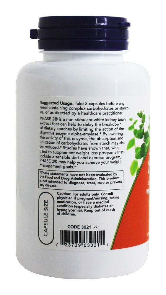 NOW Foods Phase-2 500 mg 120 Vcaps capsules on a table