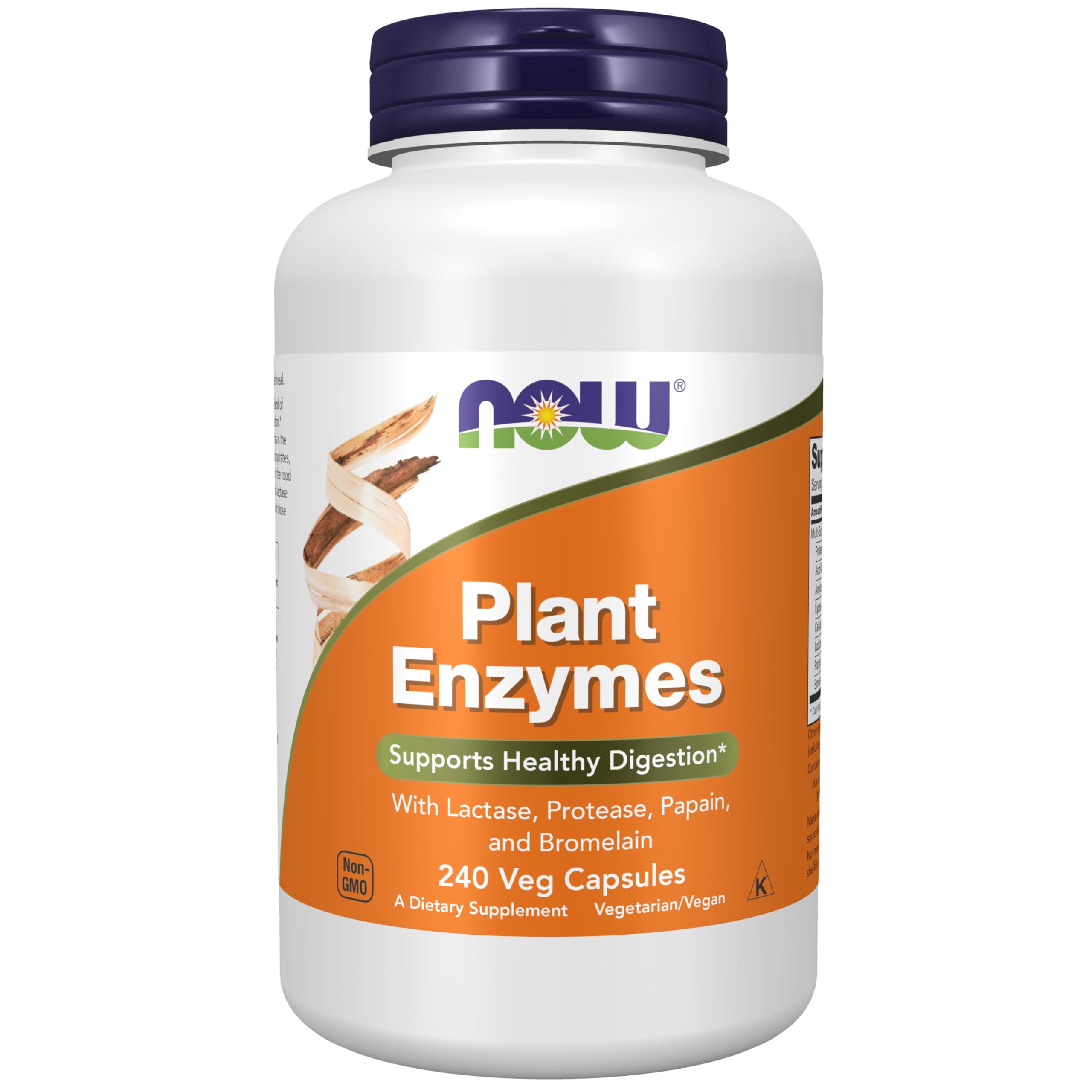 NOW Foods Plant Enzymes 120 Veg Capsules front view