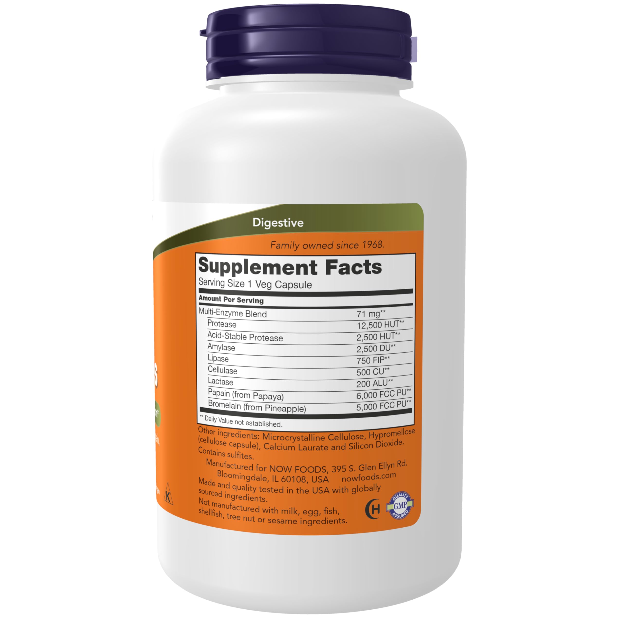 NOW Foods Plant Enzymes bottle with label details