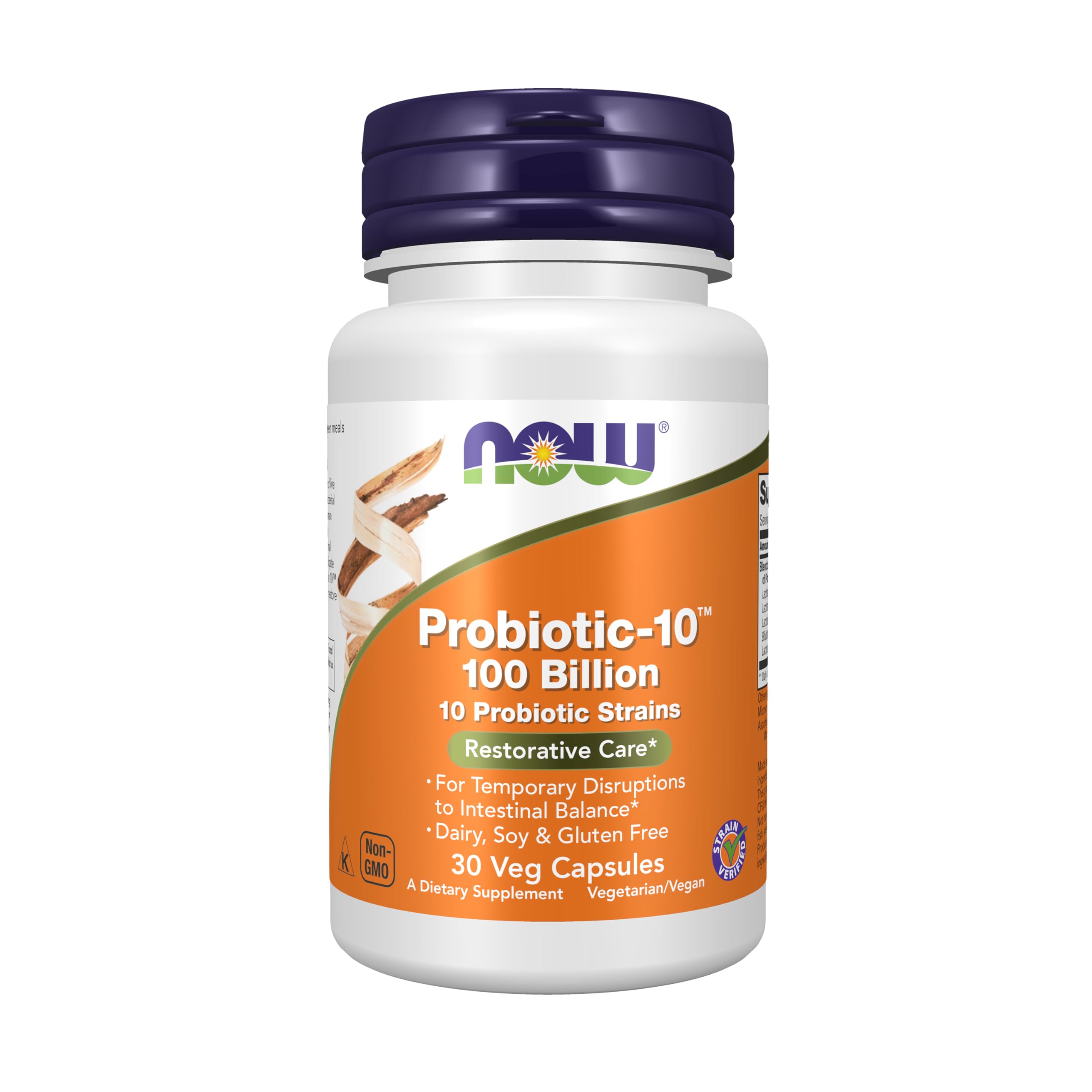 NOW Foods Probiotic-10 100 Billion CFU capsules front view