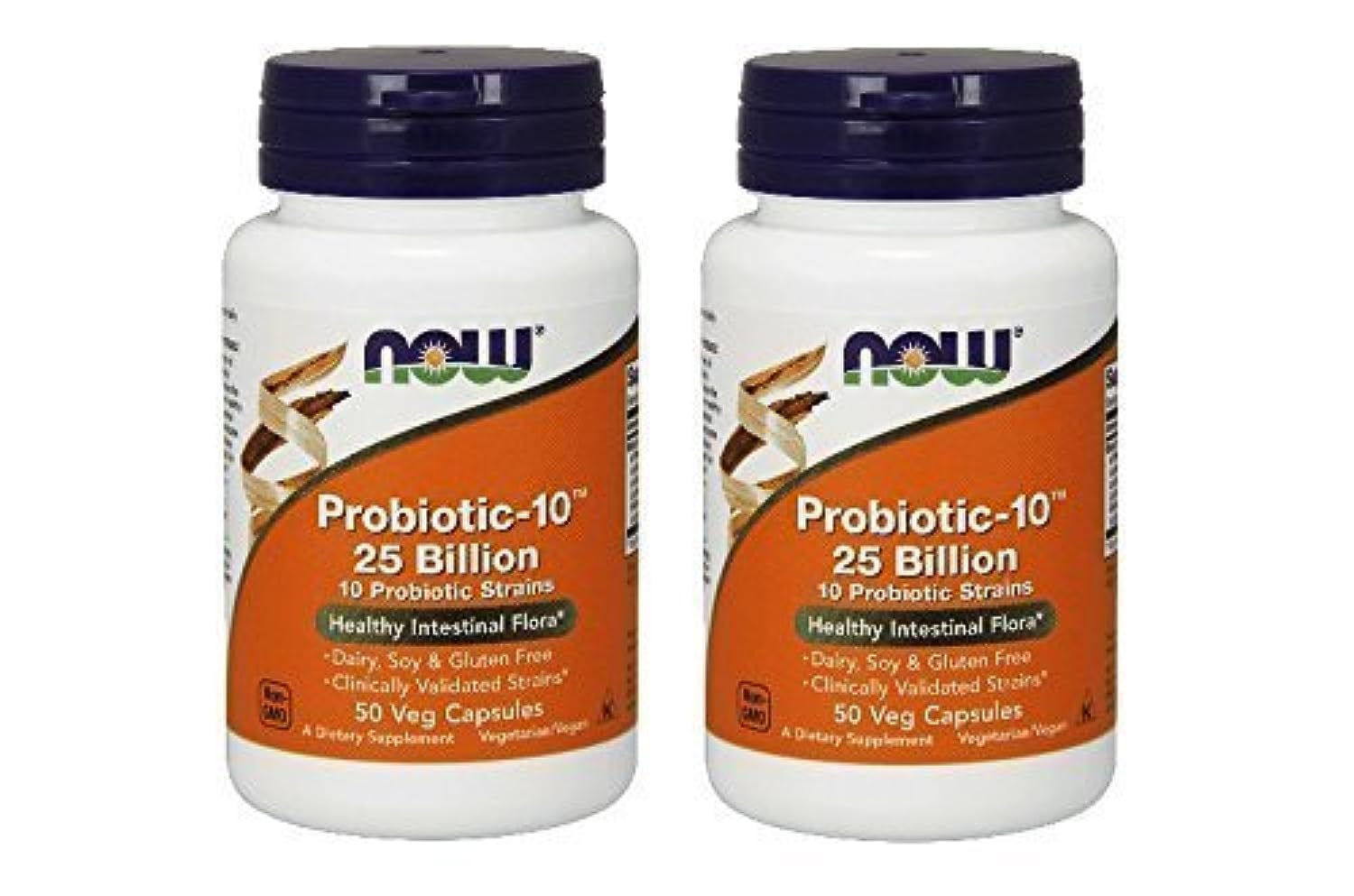 NOW Foods Probiotic-10 25 Billion 50 Vcaps front view