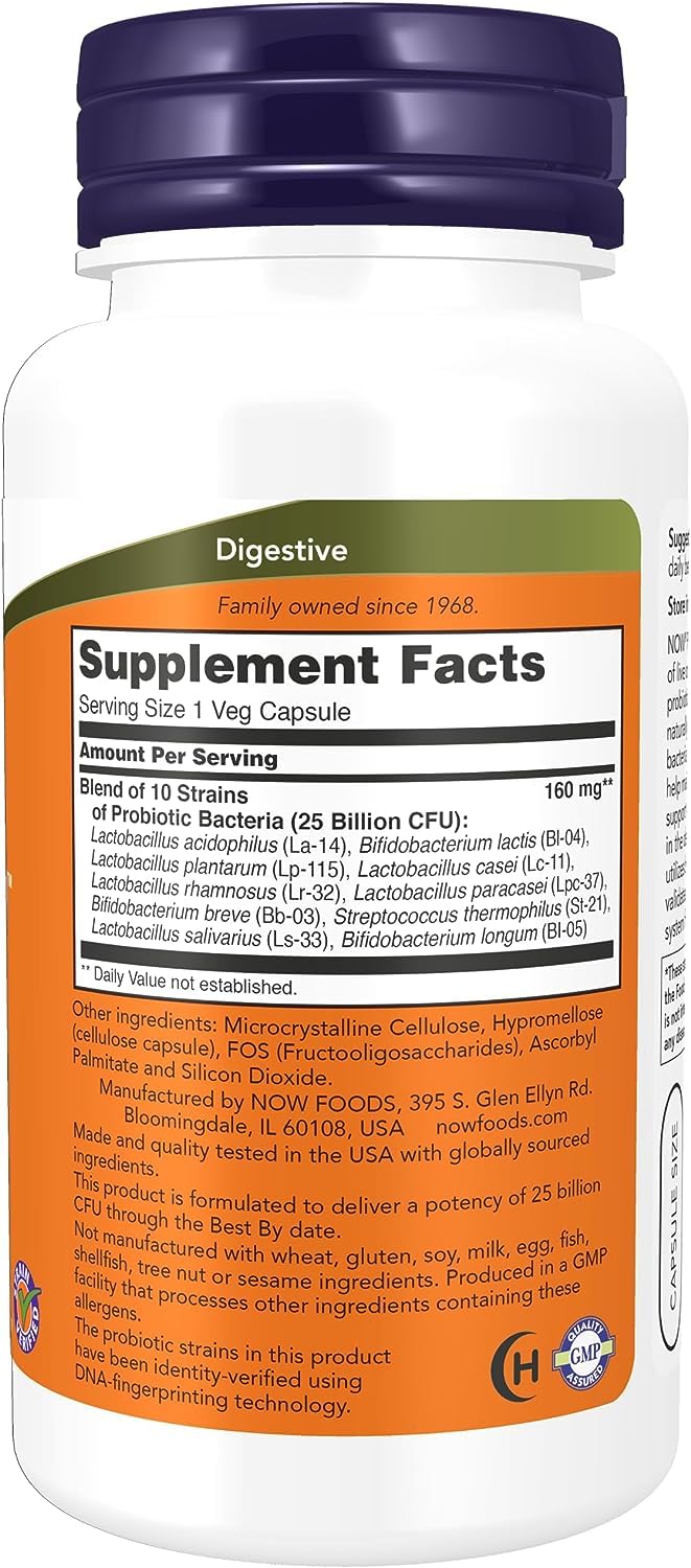 NOW Foods Probiotic-10 25 Billion side view of capsules