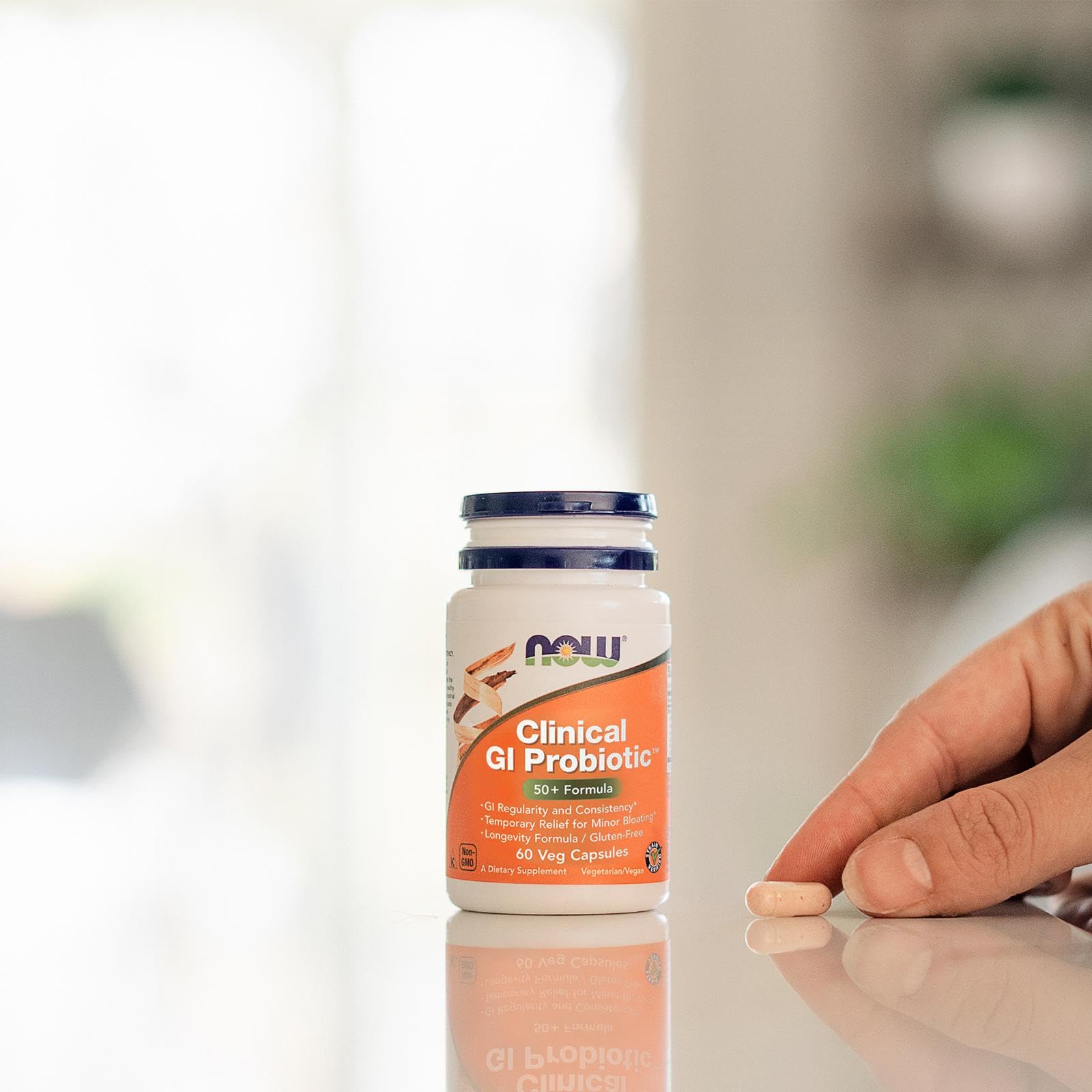 NOW Foods Probiotic Acidophilus 20 Billion CFU 60 Capsules opened with capsules visible