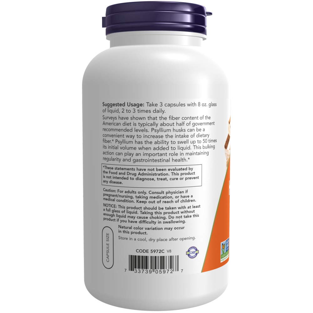 NOW Foods Psyllium Husk Capsules 295g packaging