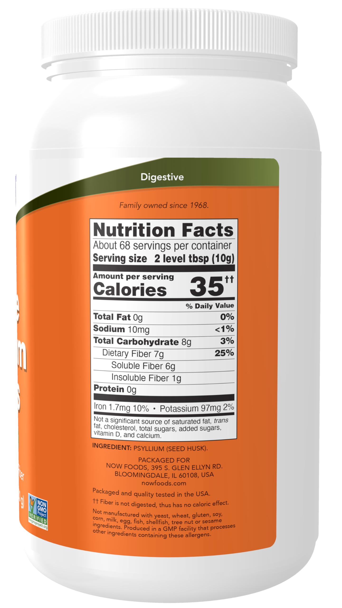 NOW Foods Psyllium Husk Powder 200g packaging