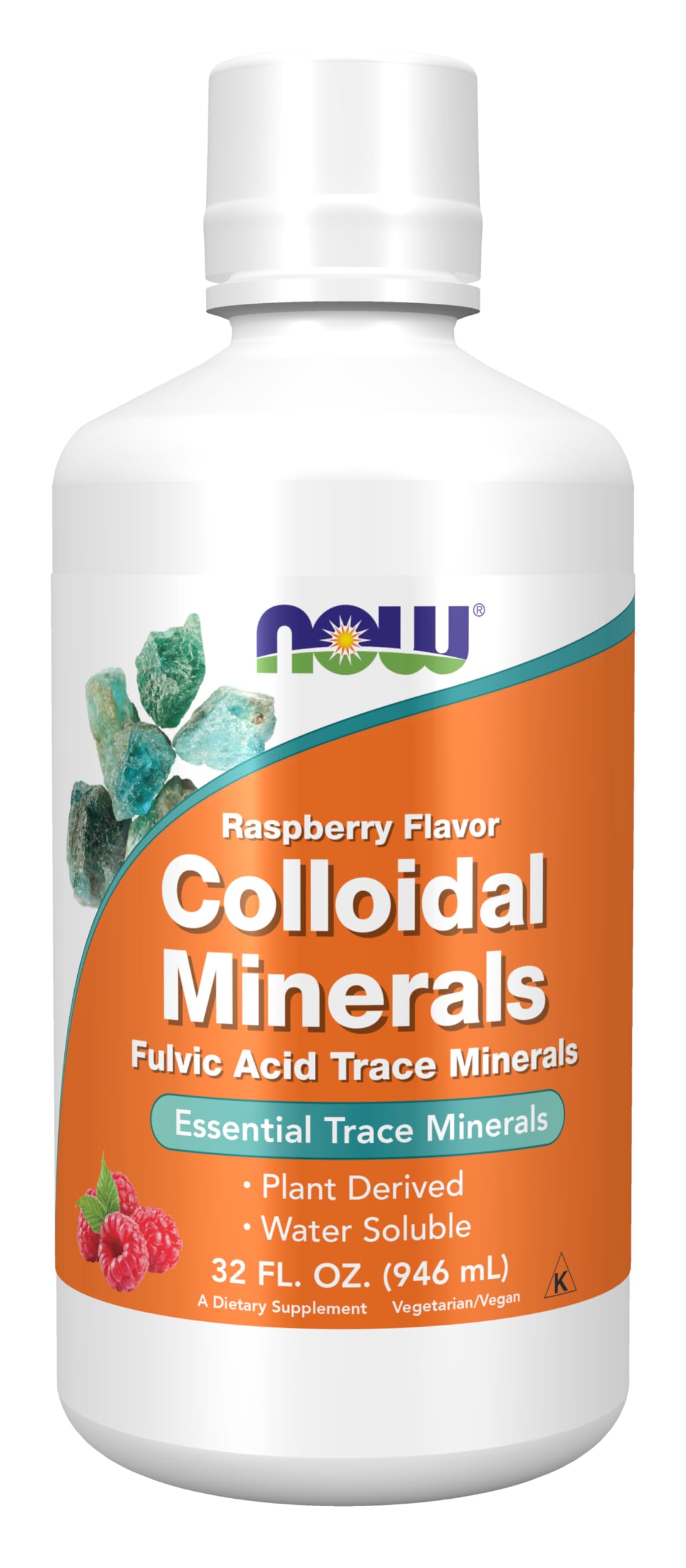 NOW Foods Raspberry Flavoured Colloidal Minerals 300g front view