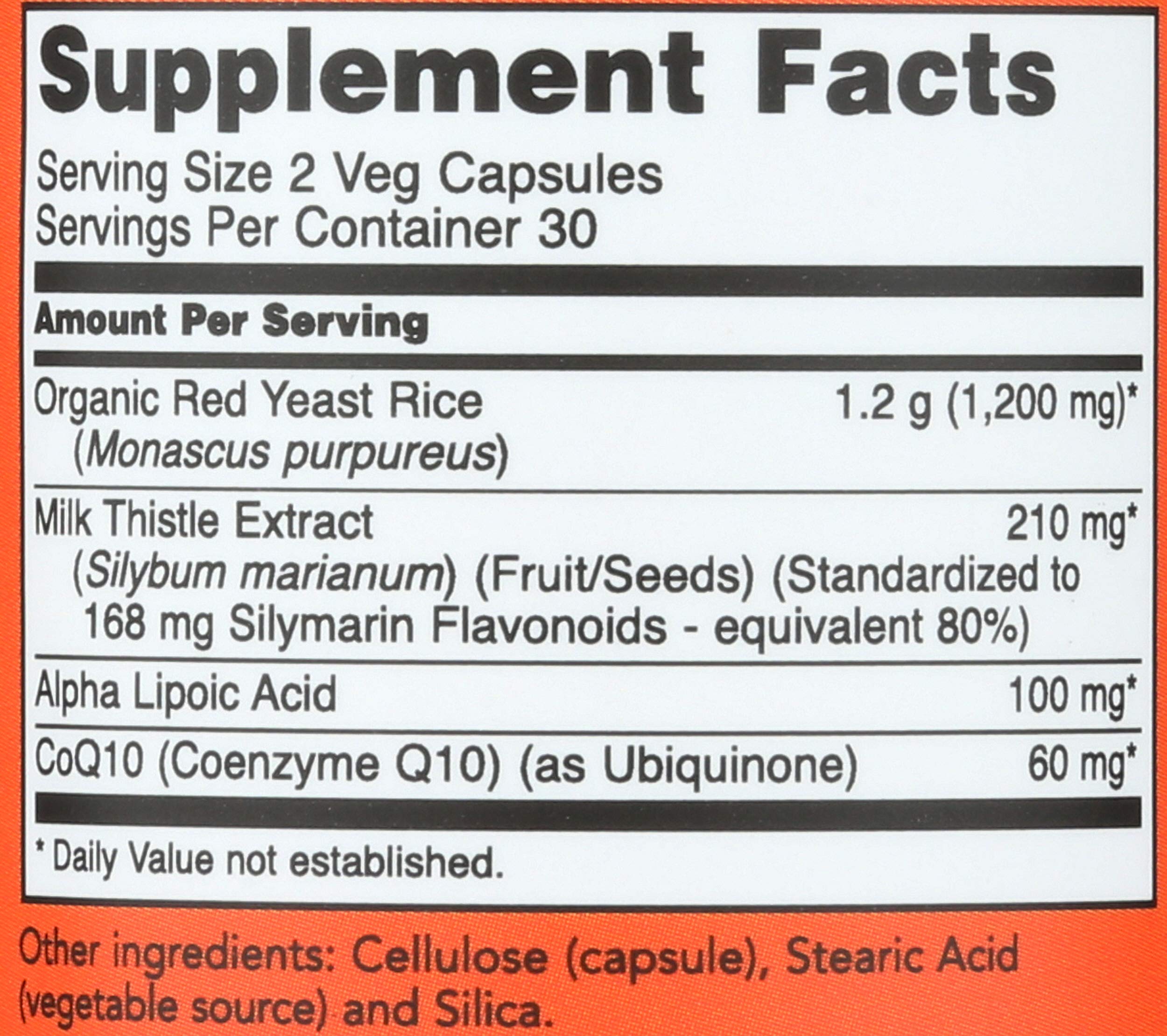 NOW Foods Red Yeast Rice & CoQ10 capsules close-up