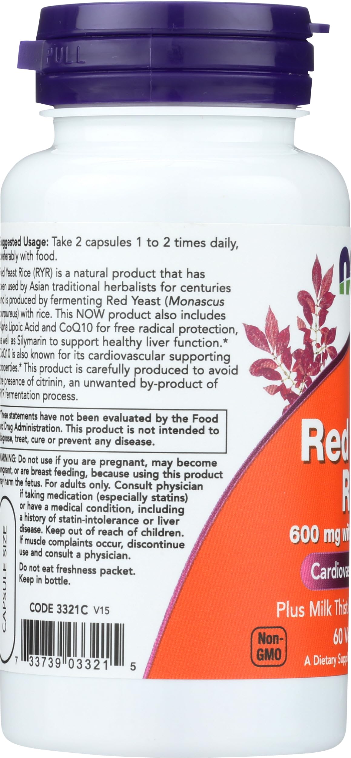 NOW Foods Red Yeast Rice & CoQ10 capsules in hand