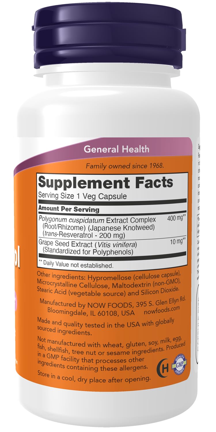 NOW Foods Resveratrol 57g capsules displayed