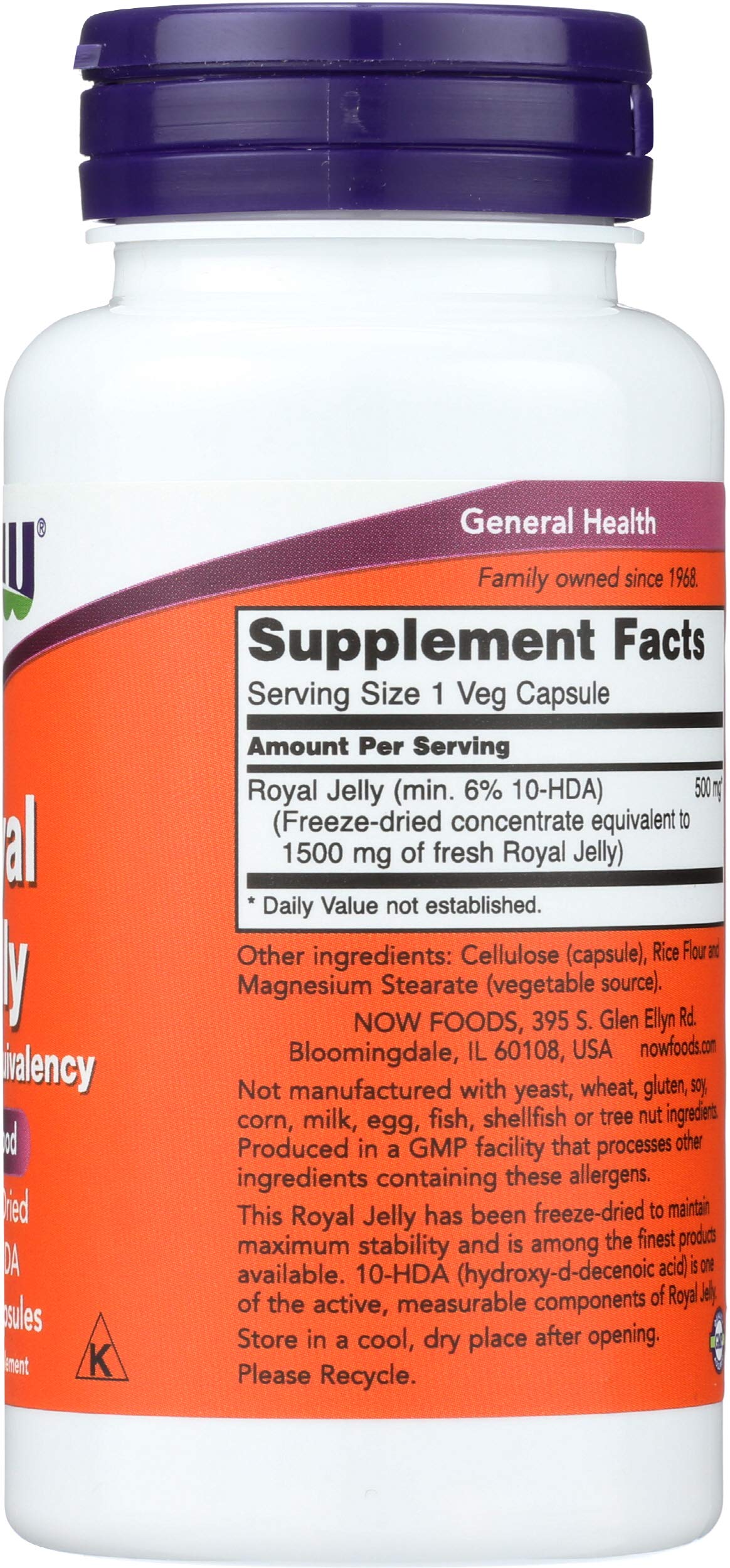 NOW Foods Royal Jelly 60 Capsules close-up of capsules