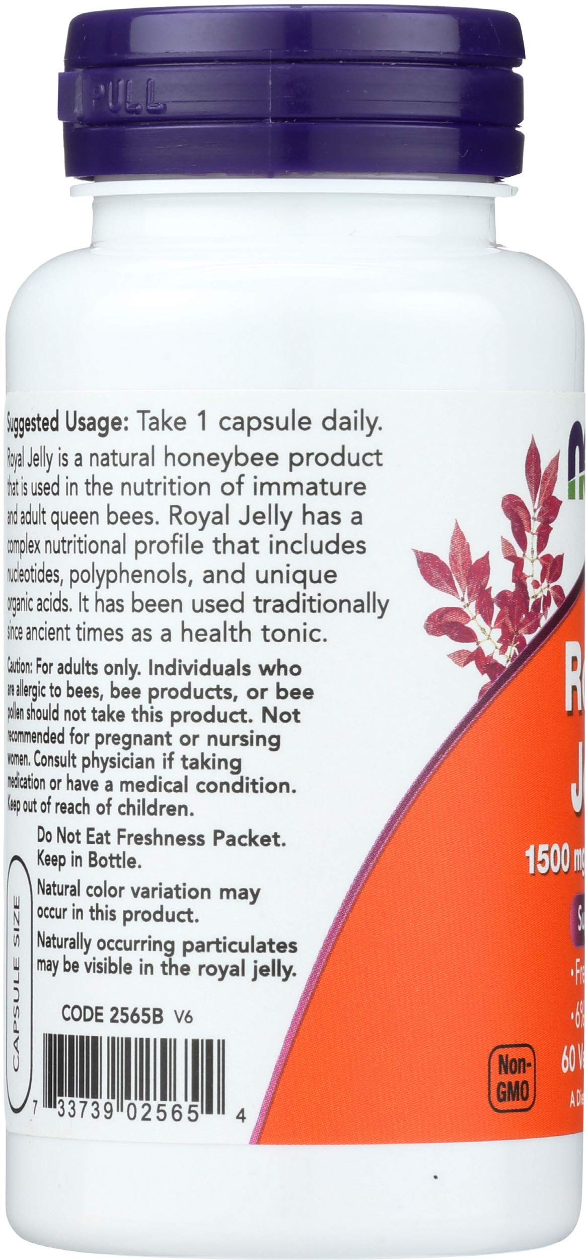 NOW Foods Royal Jelly 60 Capsules opened bottle