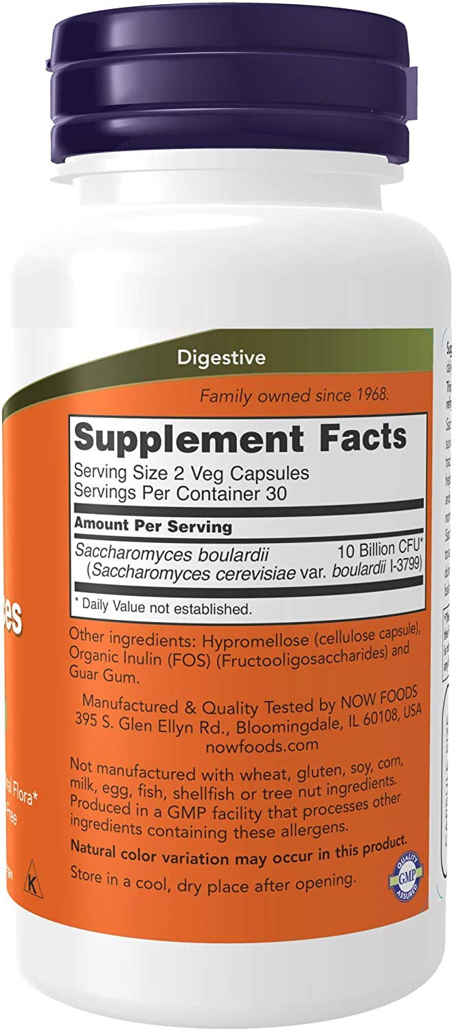 NOW Foods Saccharomyces Boulardii packaging side view