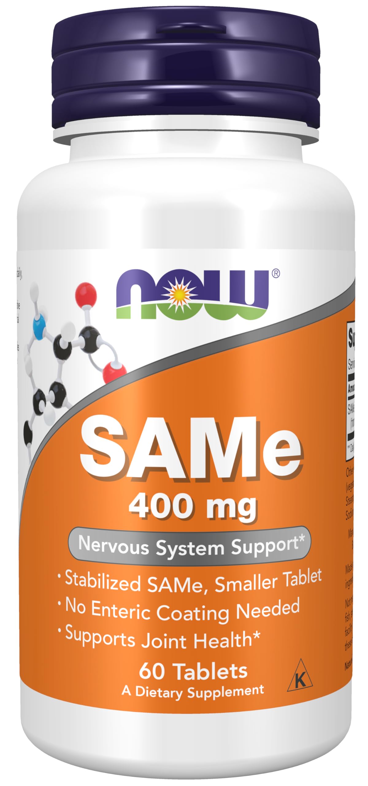 NOW Foods SAMe 400mg supplement front view with packaging