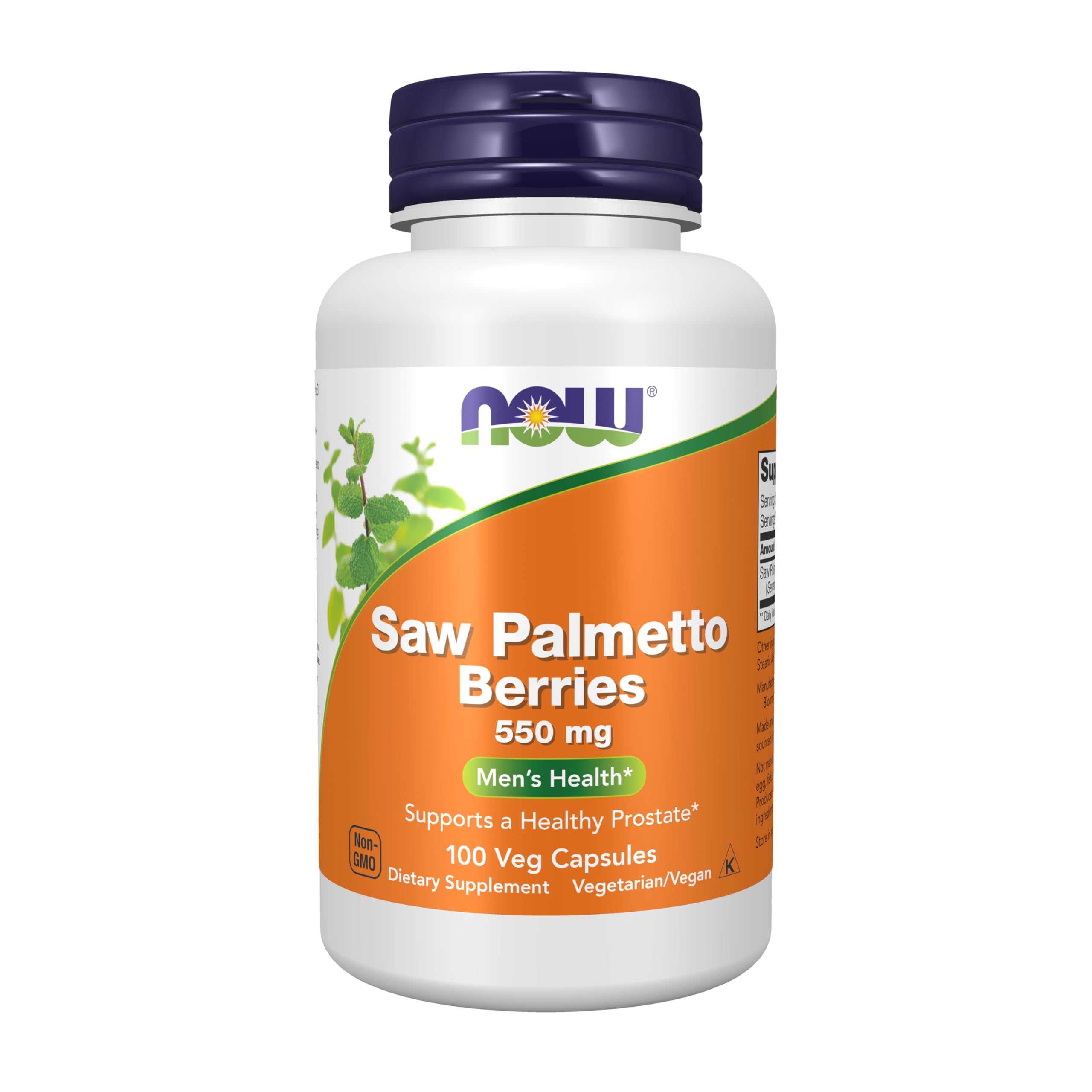 NOW Foods Saw Palmetto 1,100mg supplement front view