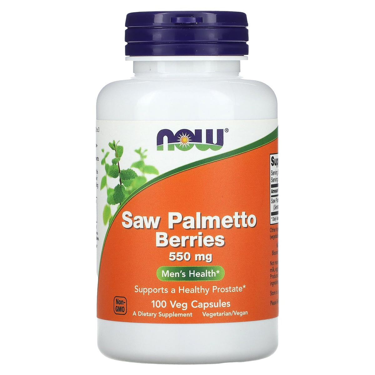 NOW Foods Saw Palmetto 550mg 100 Vcaps front view