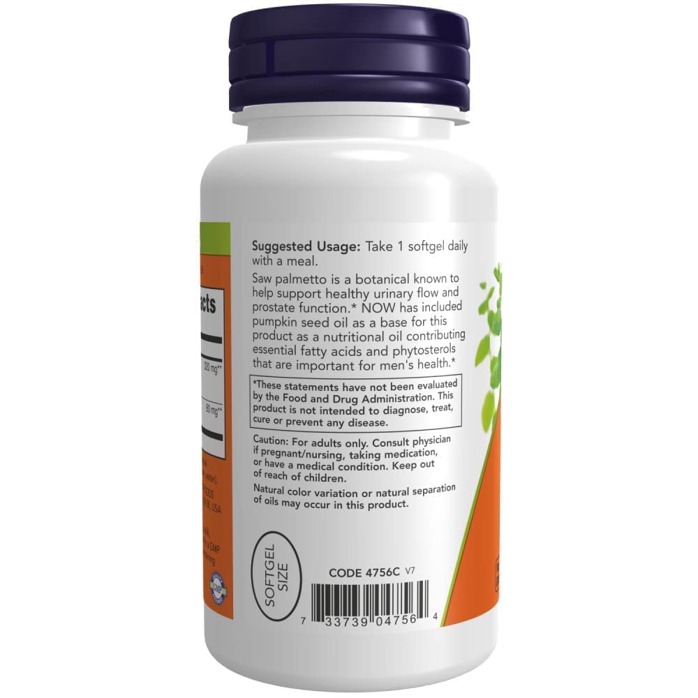 NOW Foods Saw Palmetto 90g capsule close-up